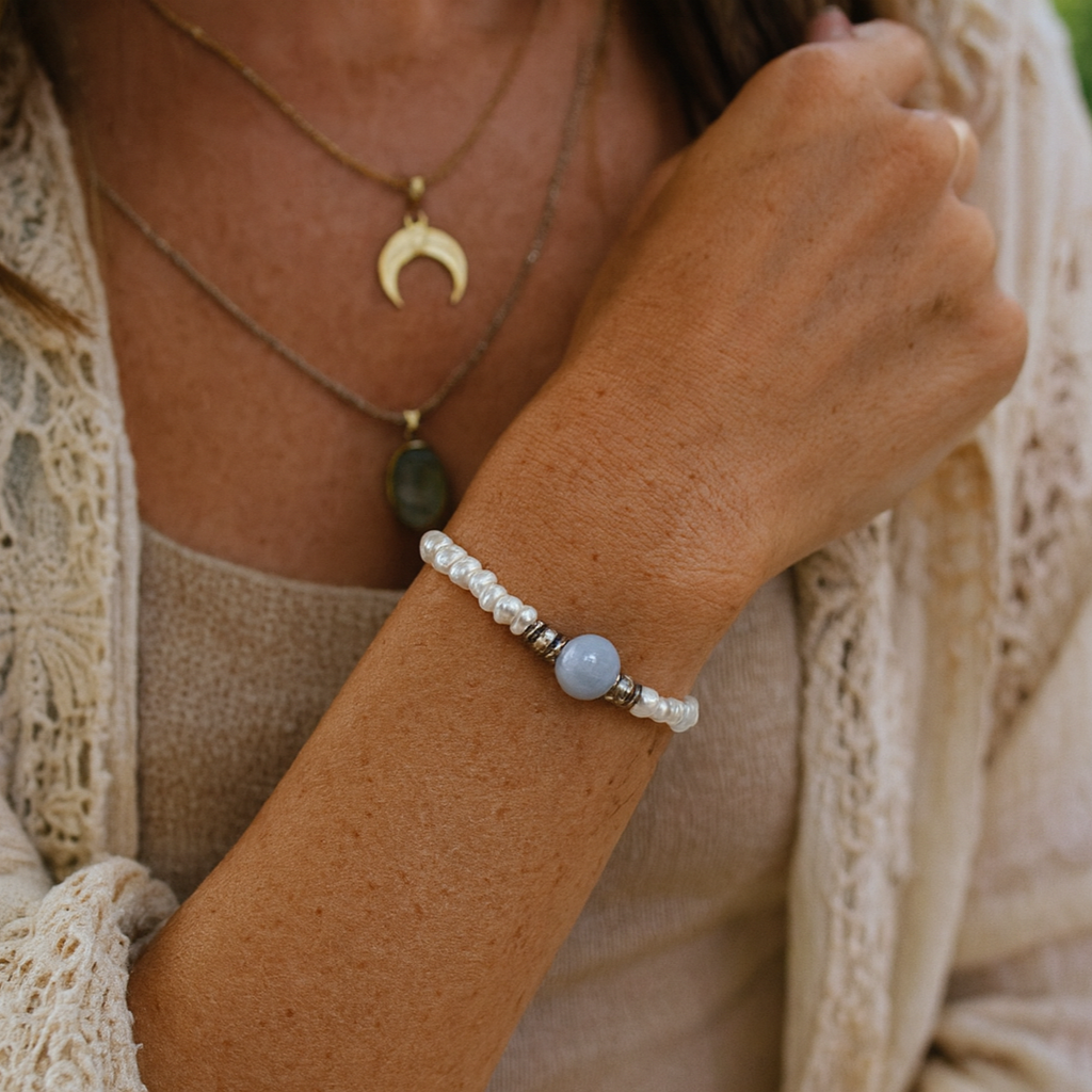 Angelite Bracelet- For Angel & Spirit Guide Connection