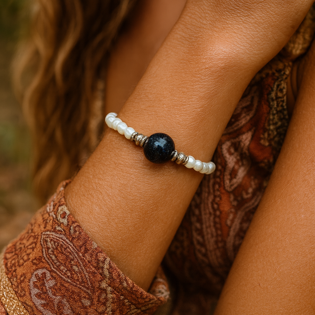 Blue Goldstone Bracelet- For Ambition, Accomplishing Goals, & Achievements