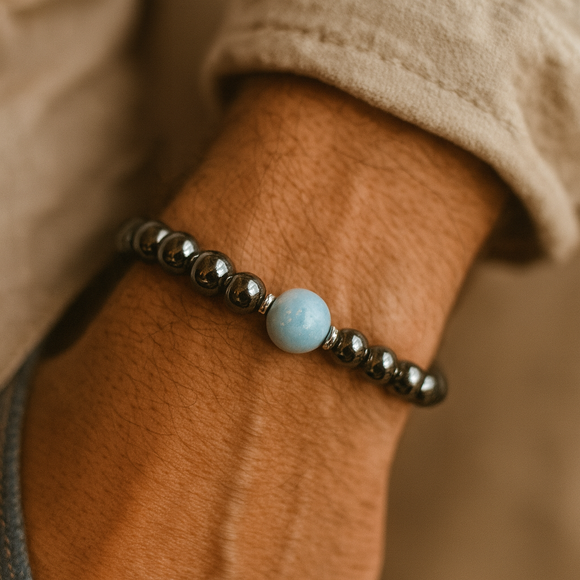 Aquamarine Men's Bracelet- For Positive Movement Forward