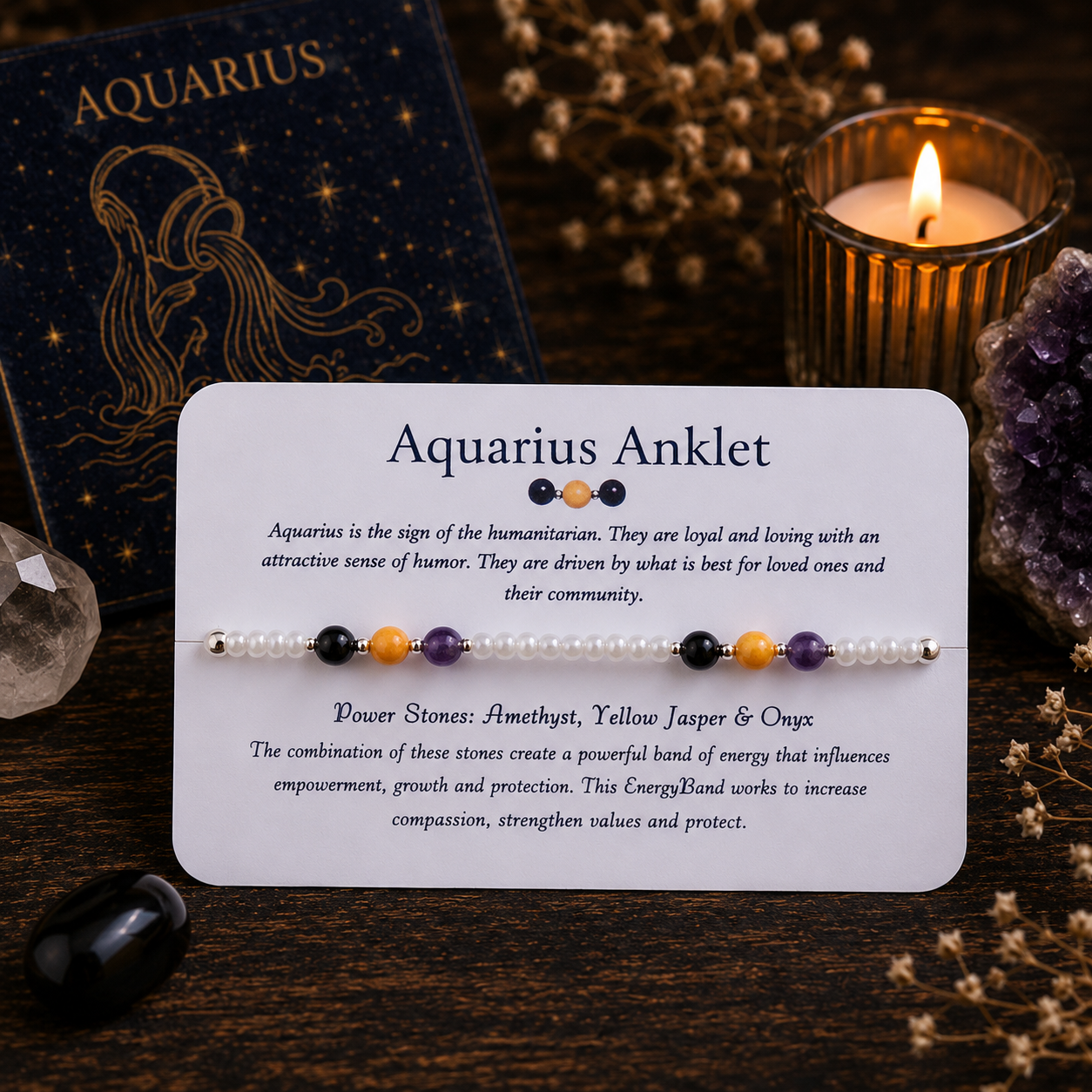 Aquarius Zodiac Anklet - Beaded Anklet