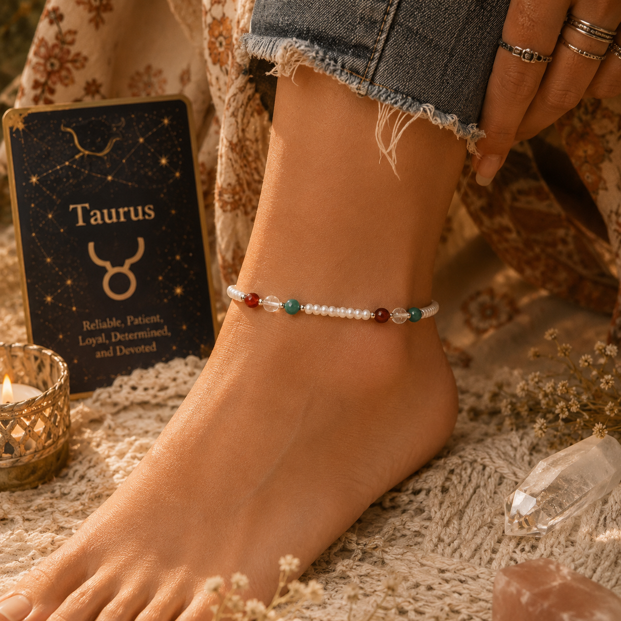 Taurus Zodiac Anklet - Beaded Anklet