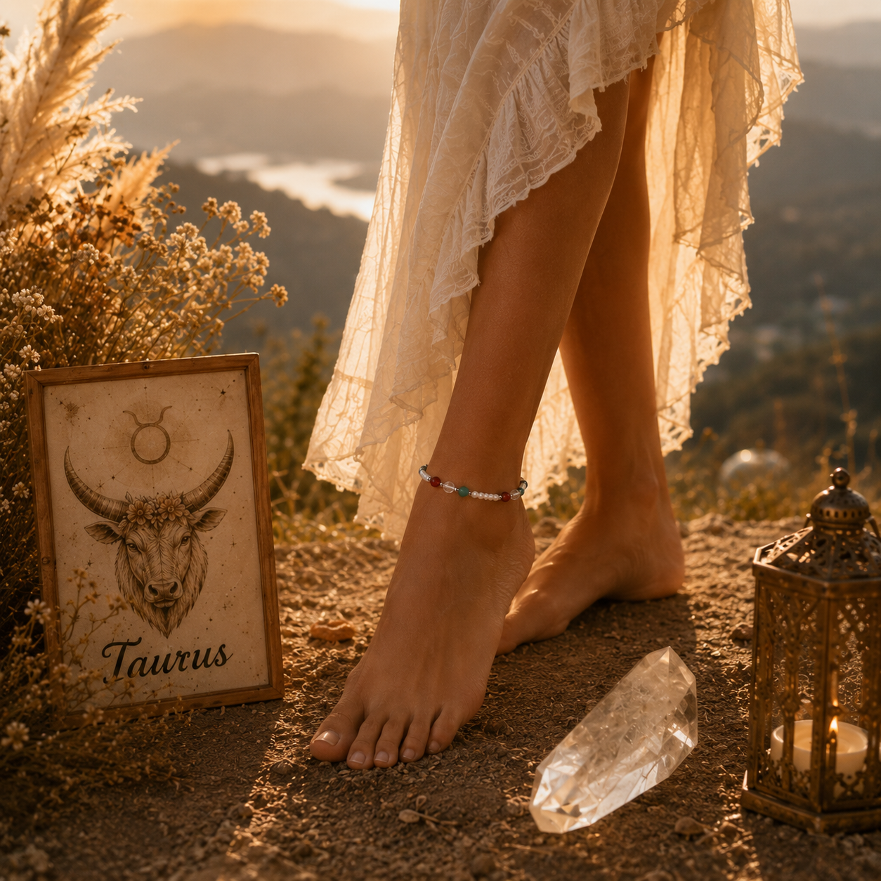 Taurus Zodiac Anklet - Beaded Anklet