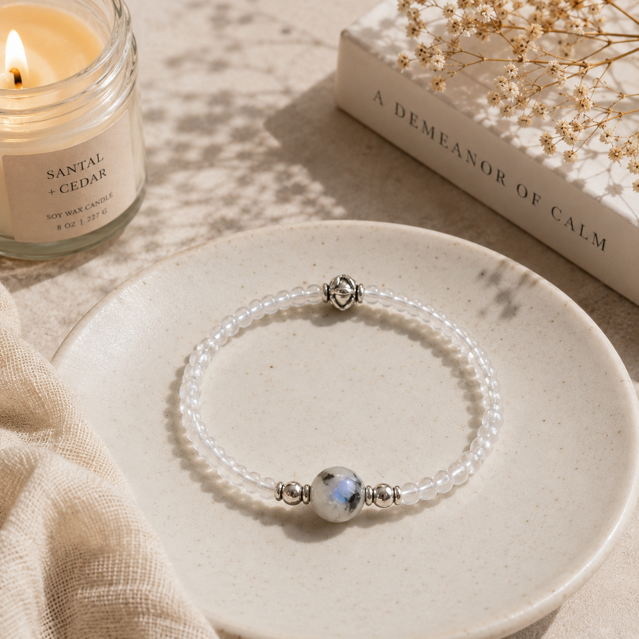 Rainbow Moonstone Bracelet- For New Beginnings & Feminine Energy