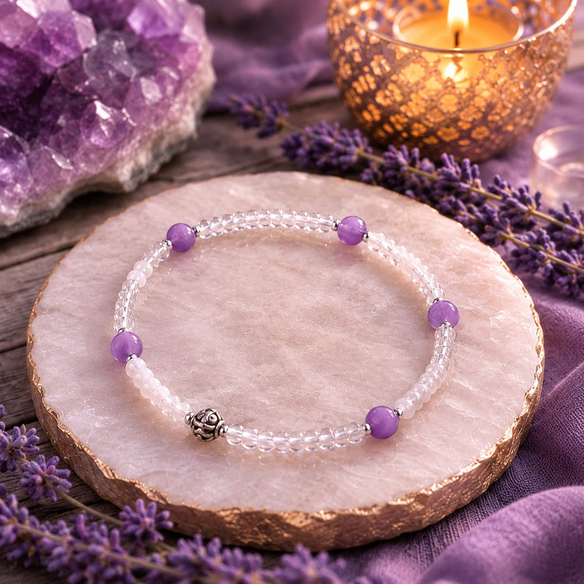 Harmony Anklet - Purple Jade Beaded Anklet
