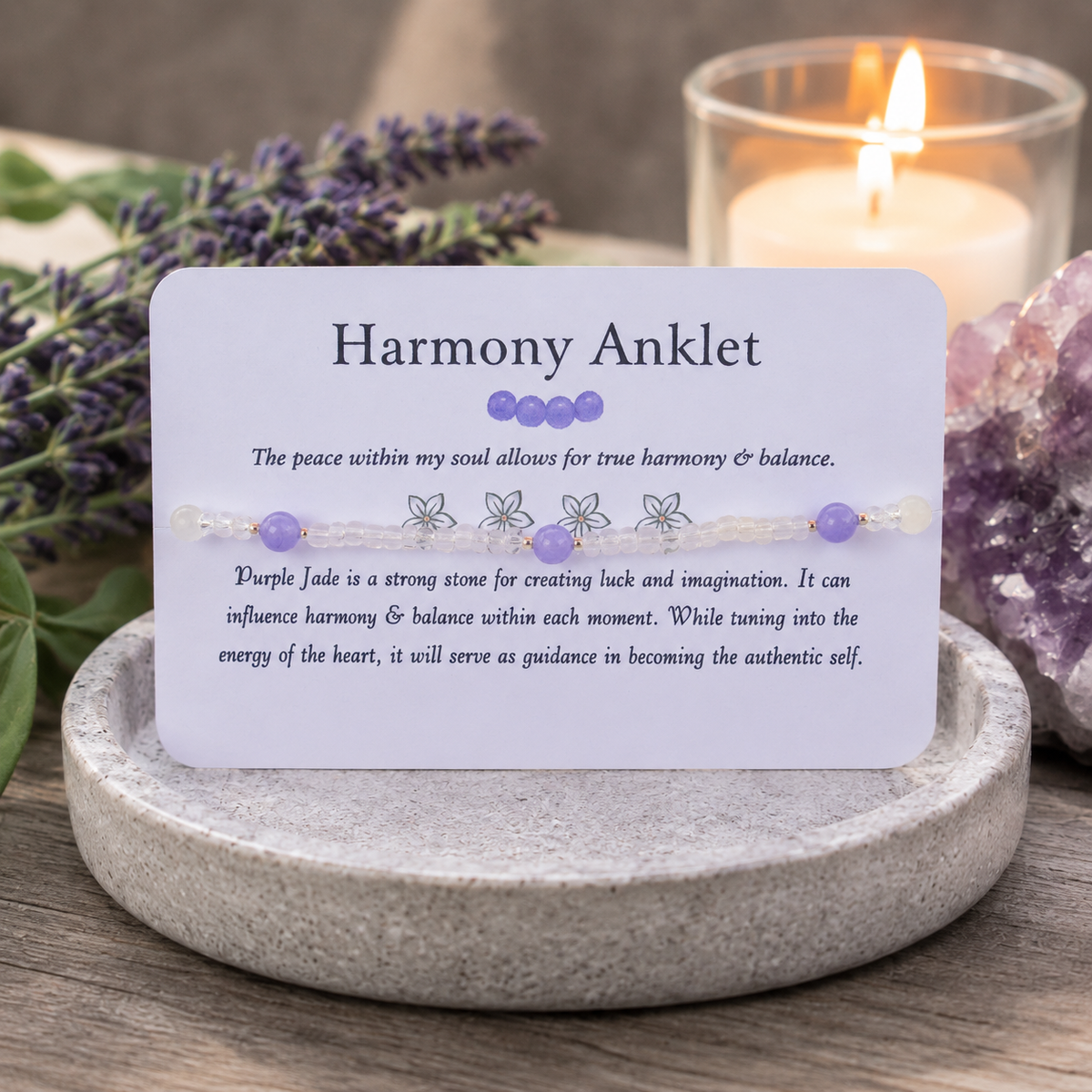 Harmony Anklet - Purple Jade Beaded Anklet