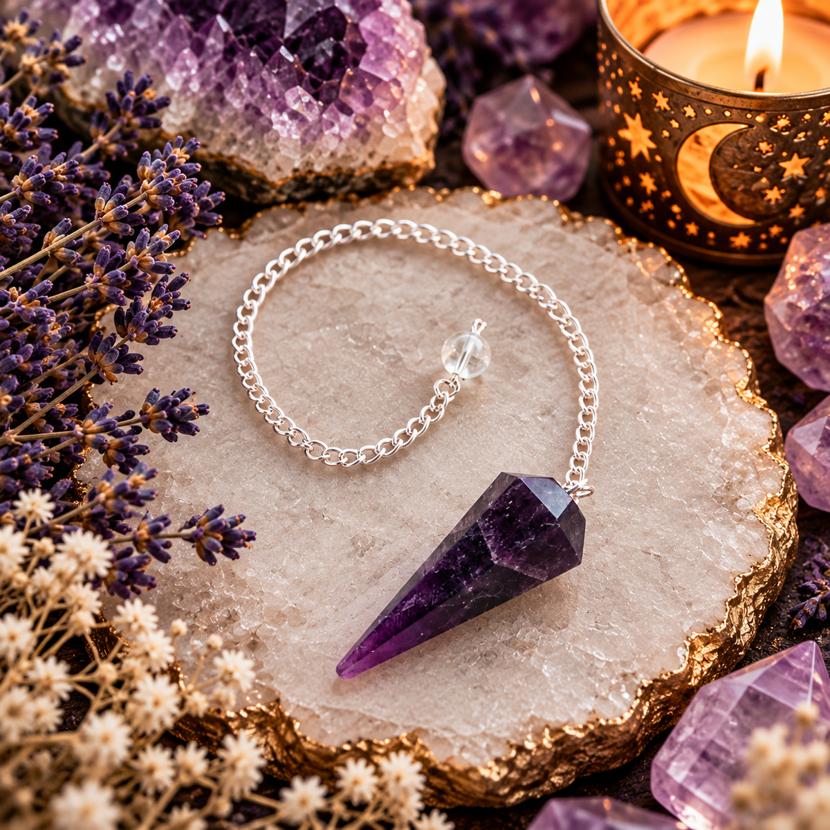 Amethyst Pendulum with Pendulum Board & Instructions
