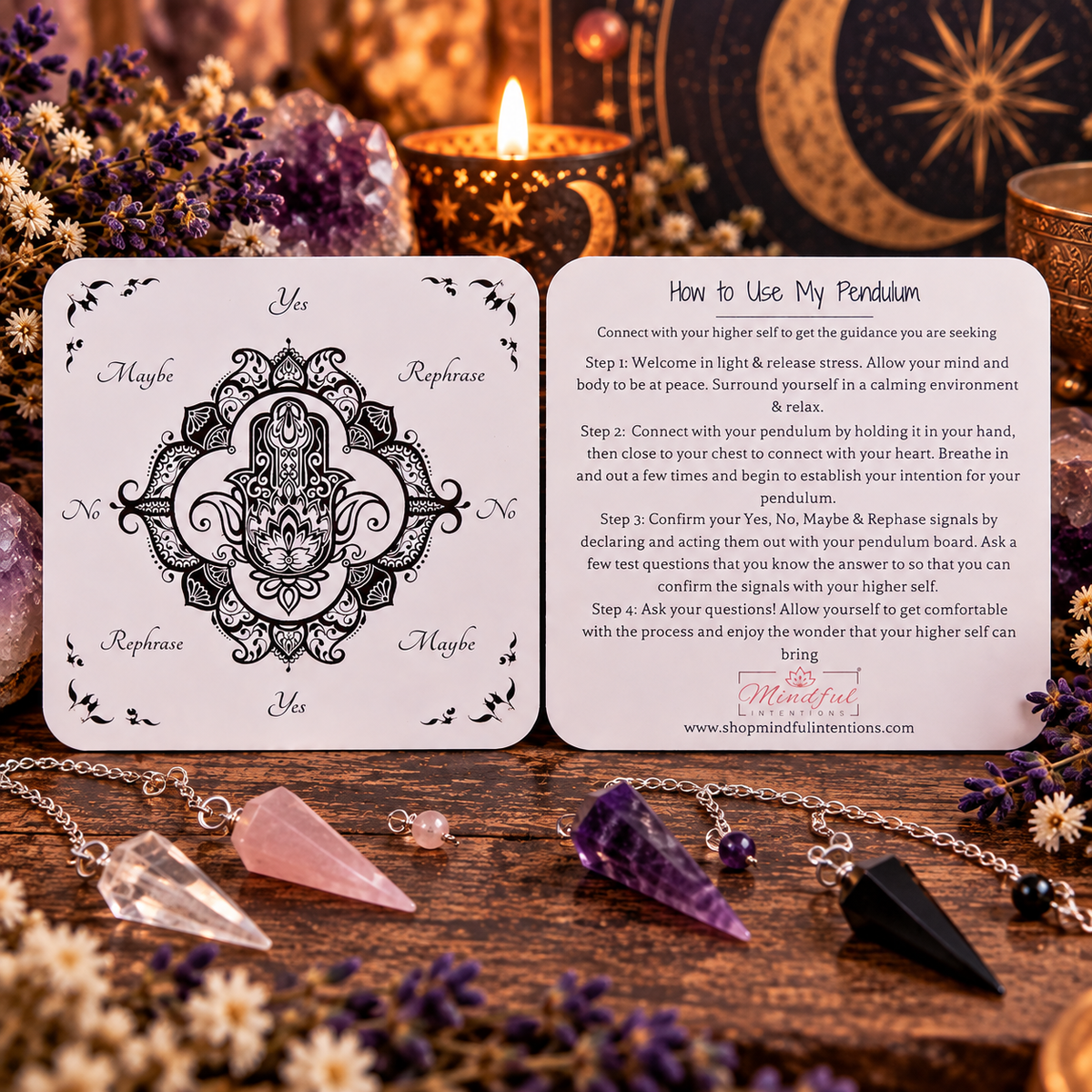 Moonstone Pendulum with Pendulum Board & Instructions