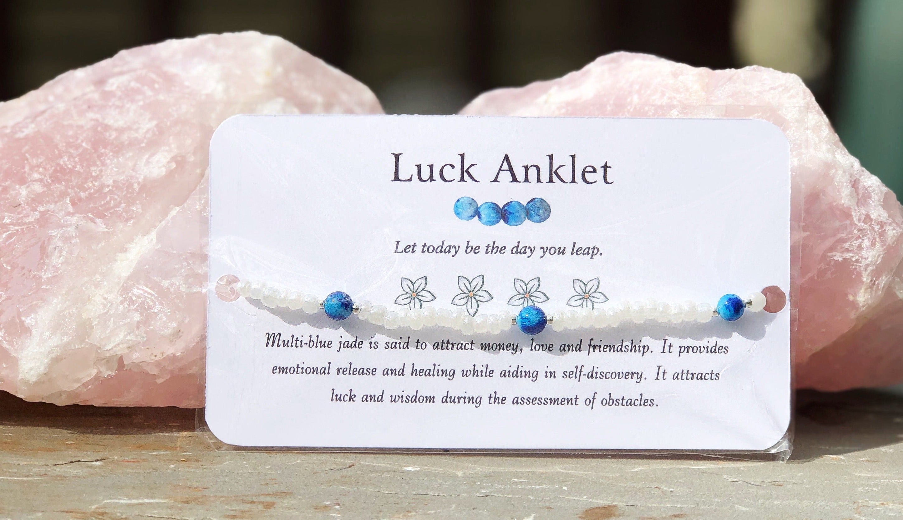 Luck Anklet - Multi Blue & Green Jade Beaded Anklet - Mindful Intentions
