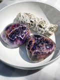 Chevron Amethyst Palm Stone- Stone of Psychic Energy, Protection & Intuition - Mindful Intentions