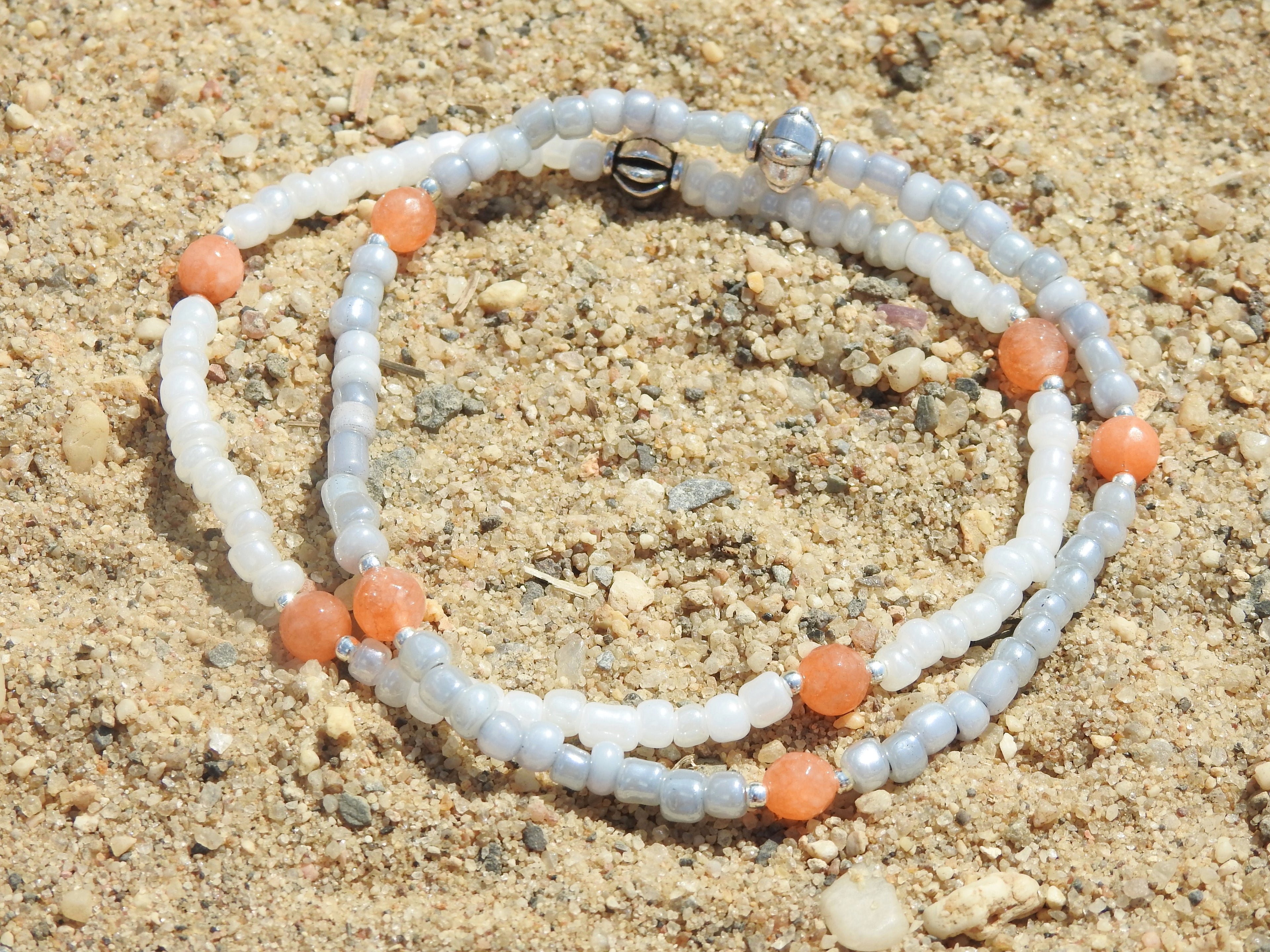 Sun Kissed- Peach Jade Anklet - Mindful Intentions