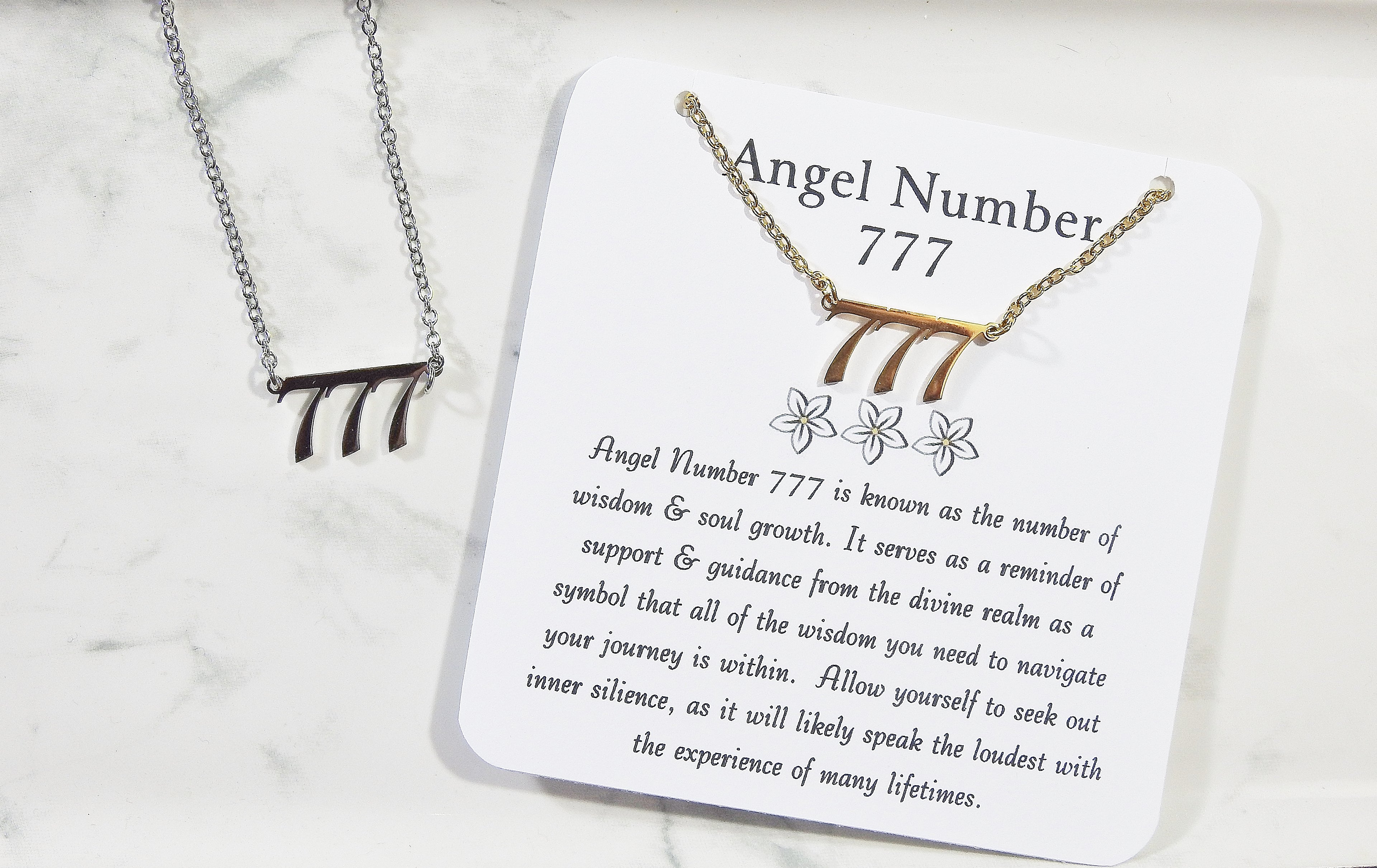 777 Angel Number Necklace- Angel Number for Personal Growth & Development - Mindful Intentions