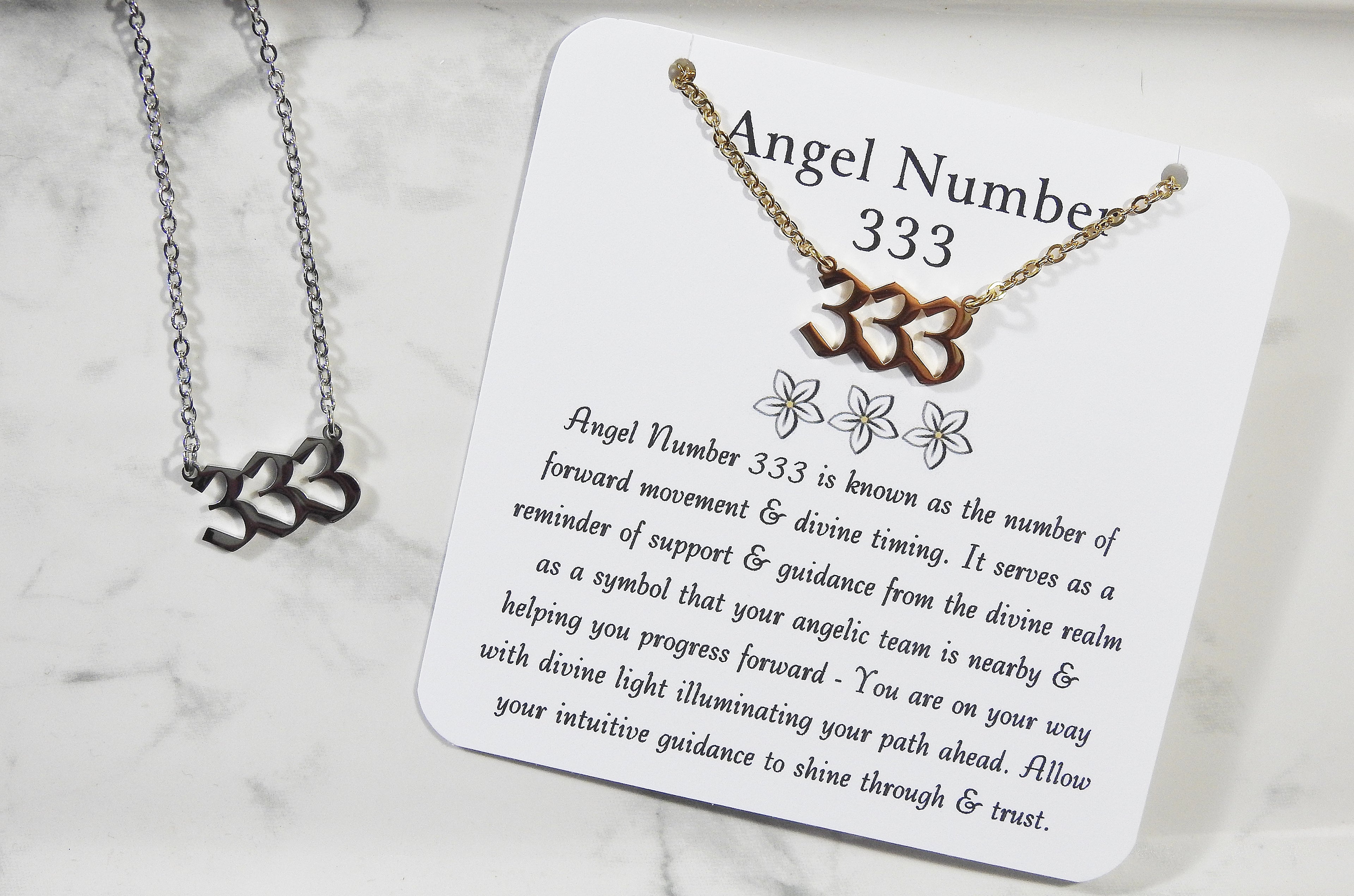 333 Angel Number Necklace- For Divine Timing & Spirit Guide Connection - Mindful Intentions