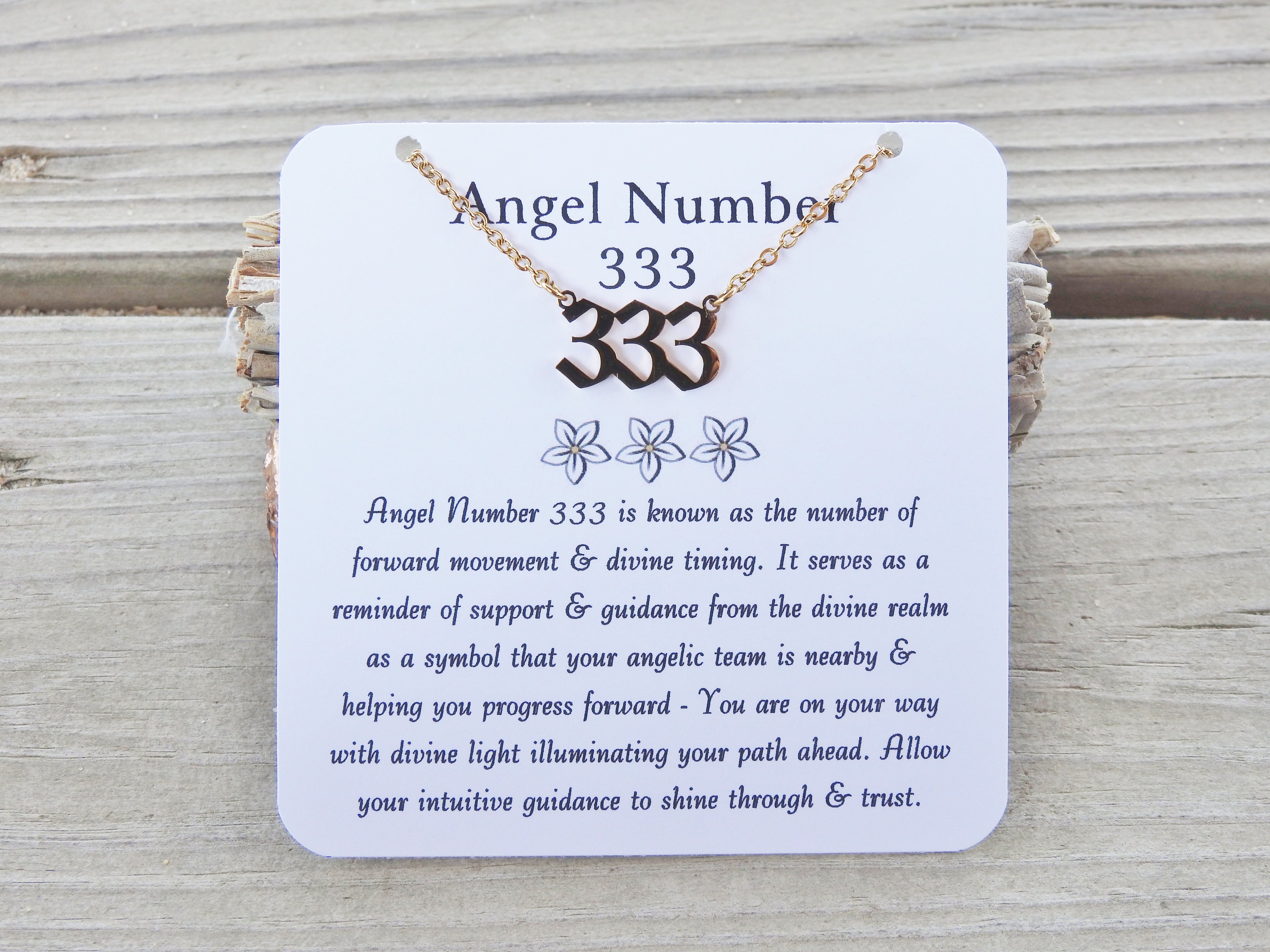 333 Angel Number Necklace- For Divine Timing & Spirit Guide Connection - Mindful Intentions