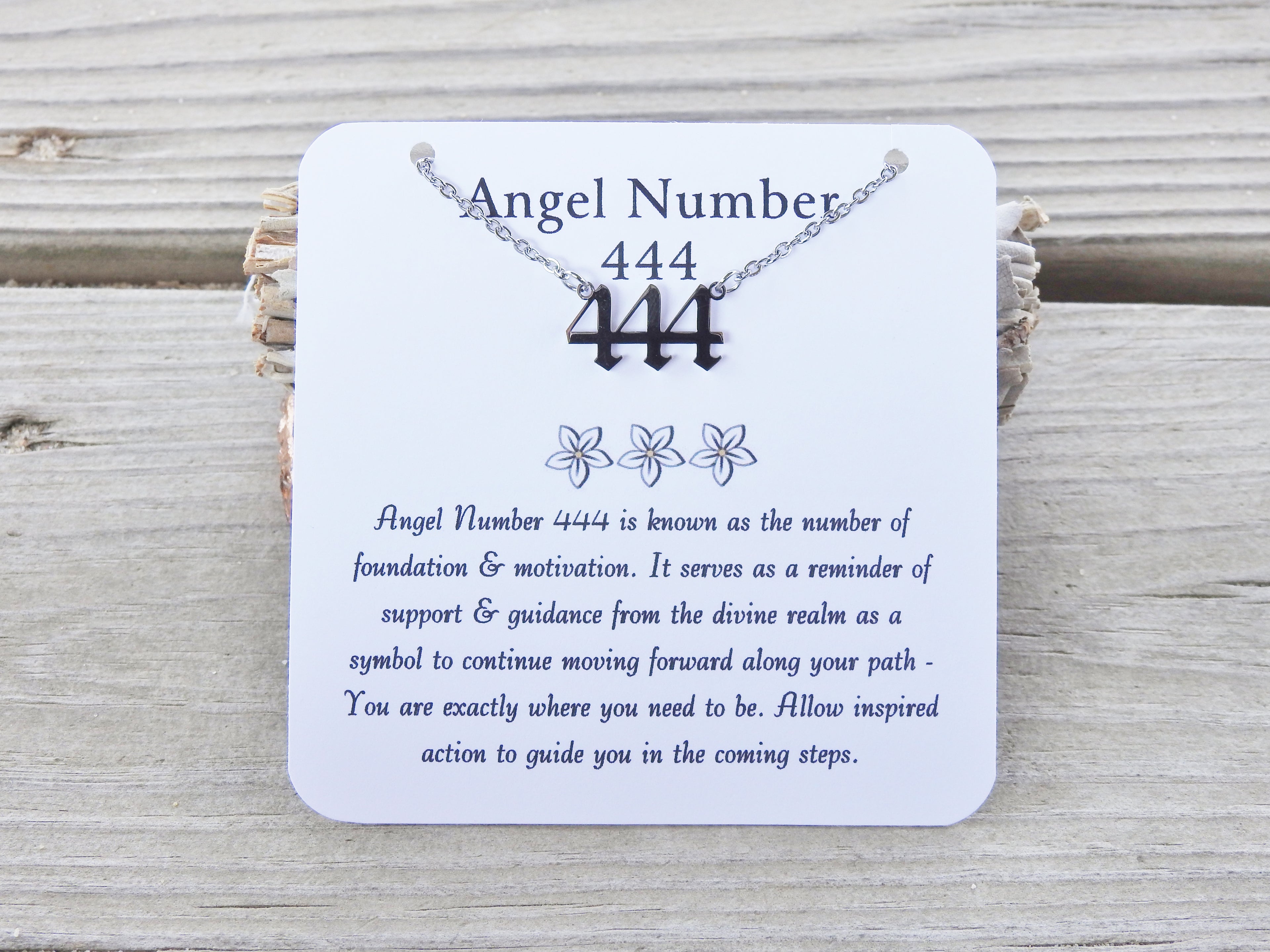 444 Angel Number Necklace- For Foundation, Motivation & Action - Mindful Intentions