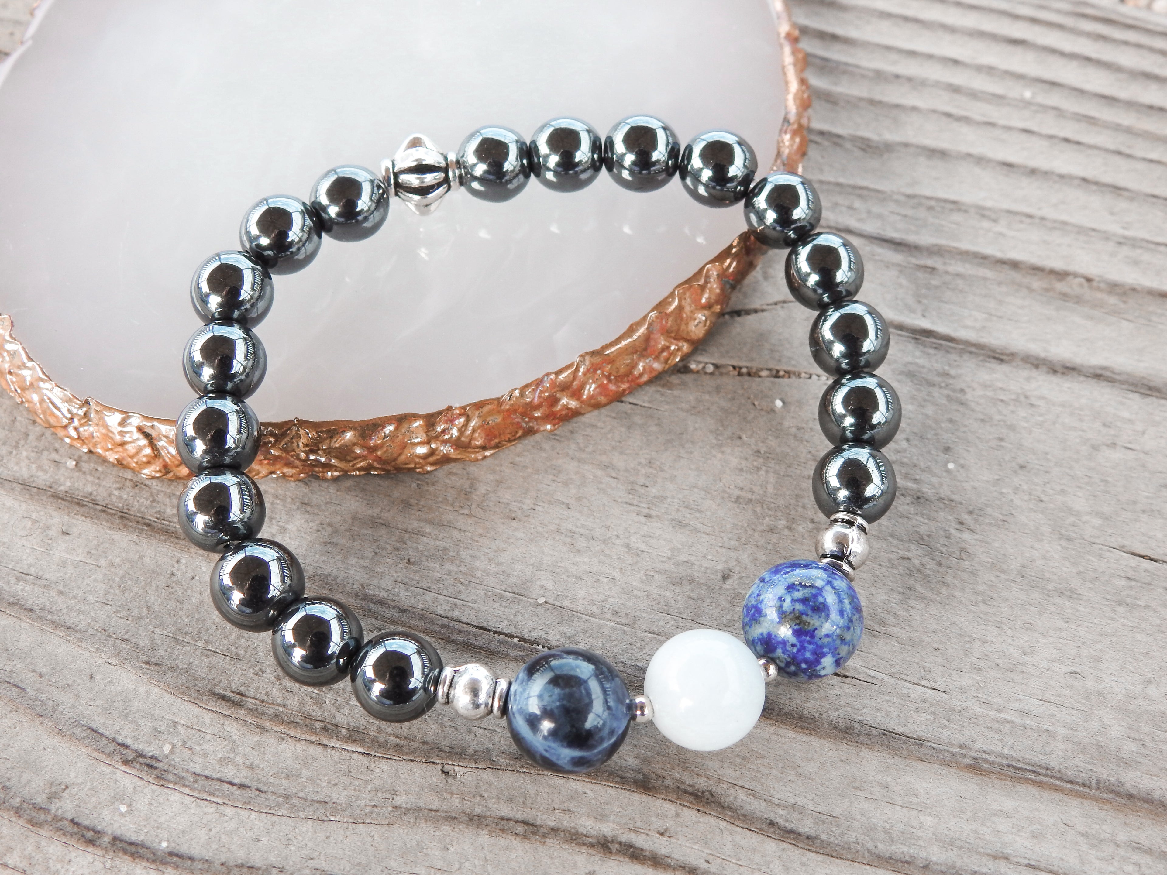 Men's Throat Chakra Bracelet- For Communication & Self Expression - Mindful Intentions