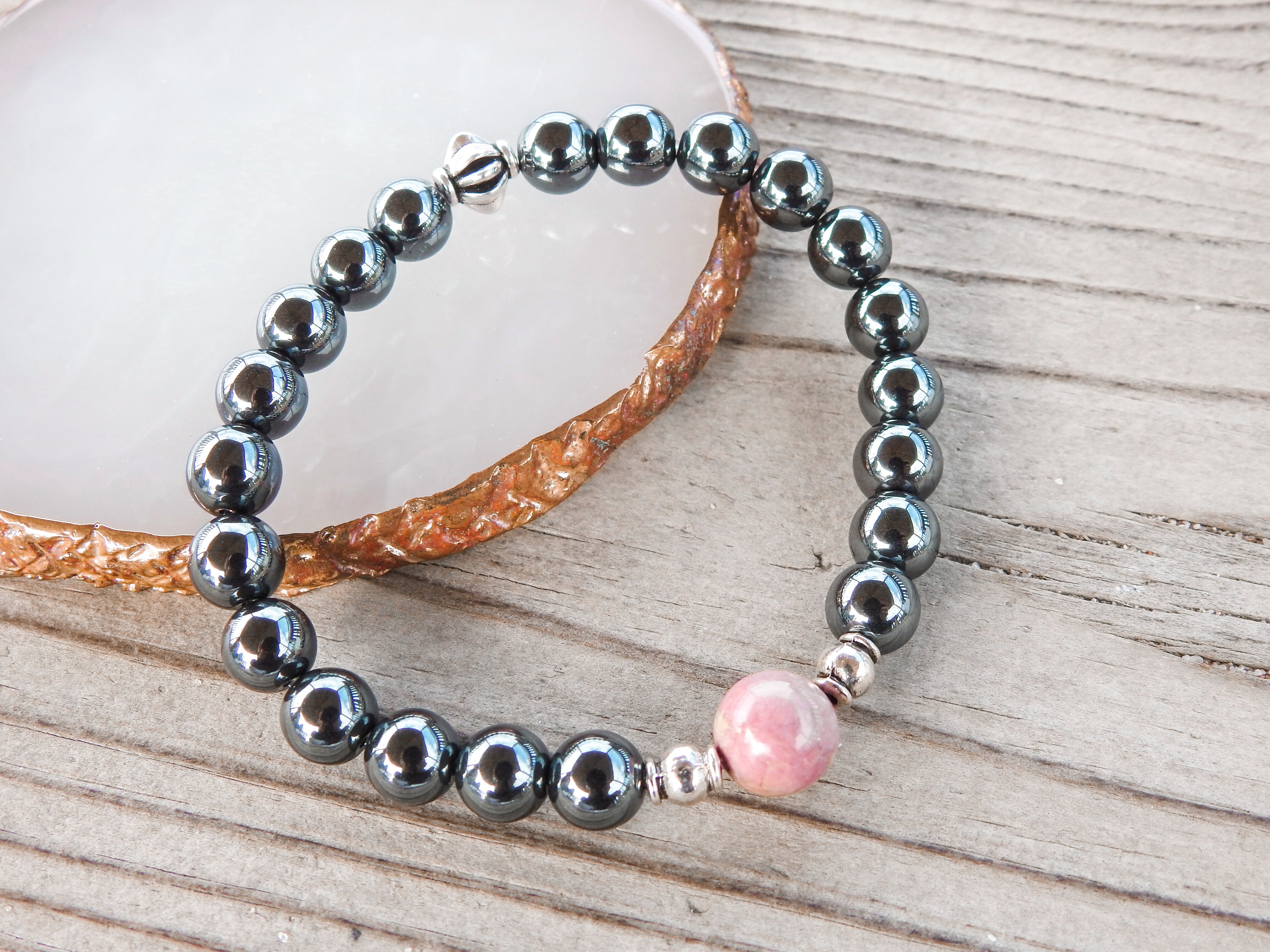 Rhodonite Men's Bracelet- For New Beginnings & Love - Mindful Intentions
