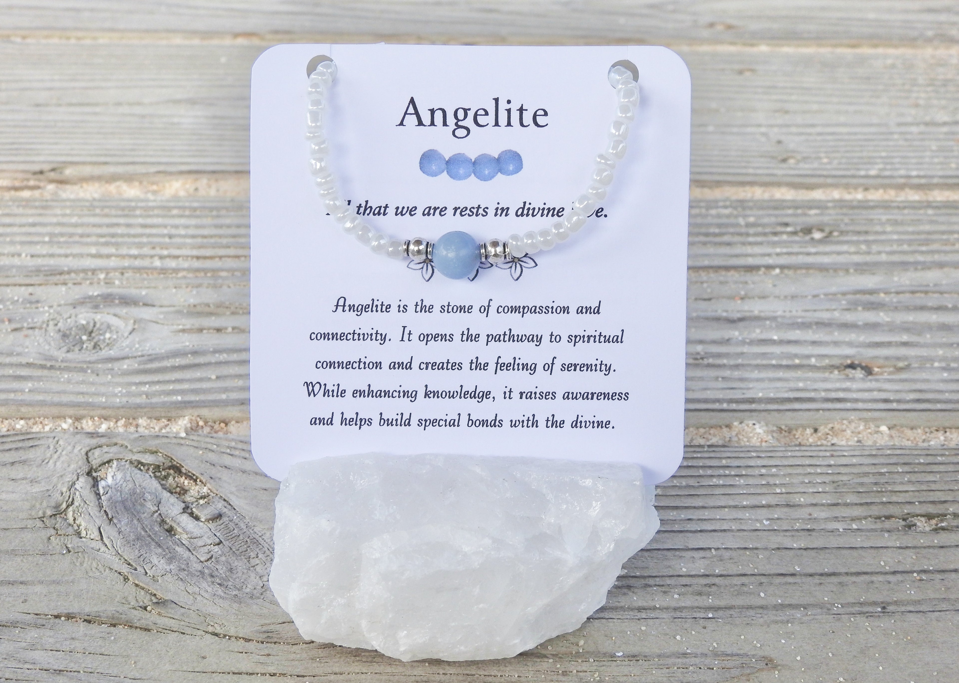 Angelite Bracelet- For Angel & Spirit Guide Connection - Mindful Intentions