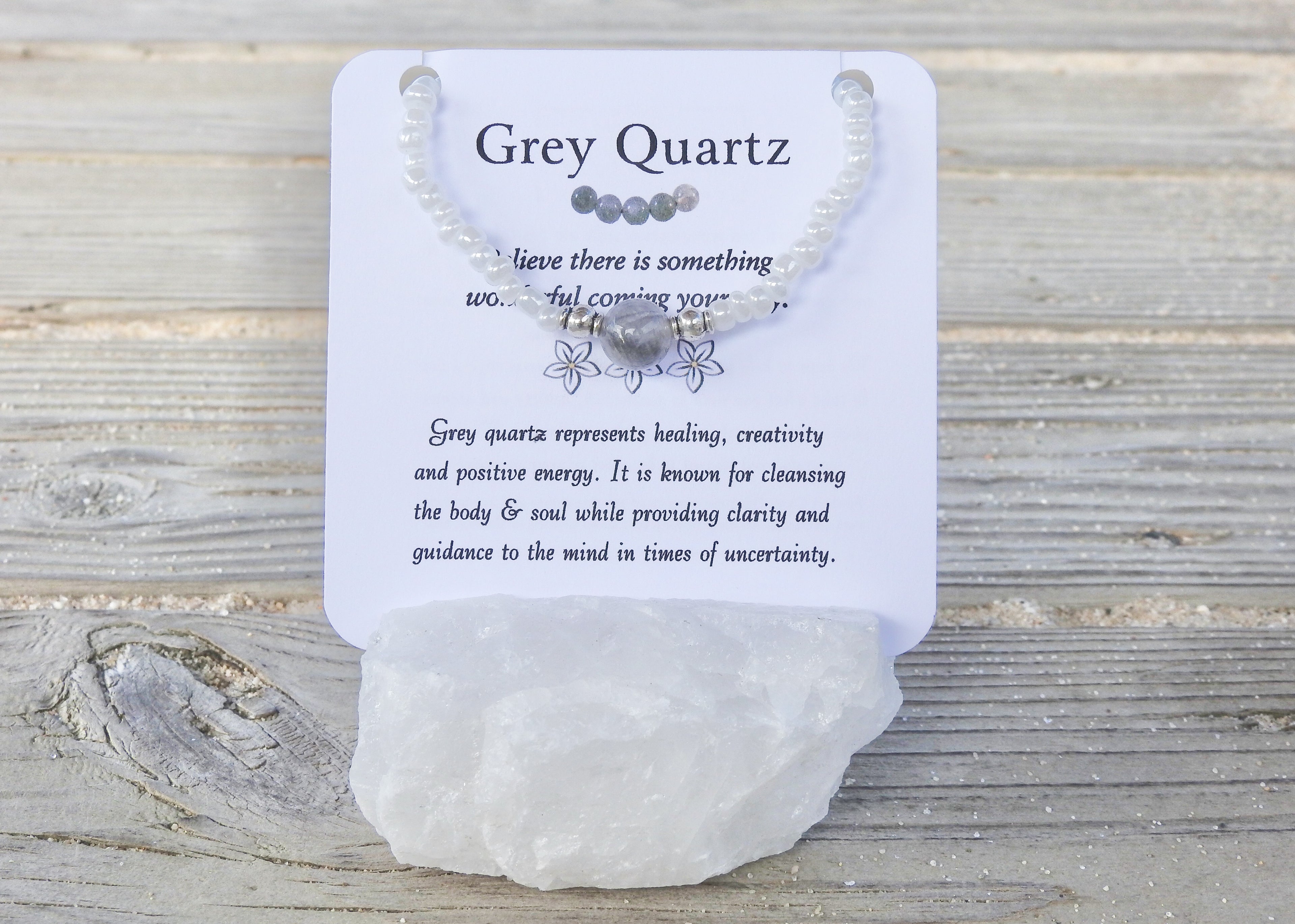 Grey Quartz Bracelet- For Hope & Healing - Mindful Intentions