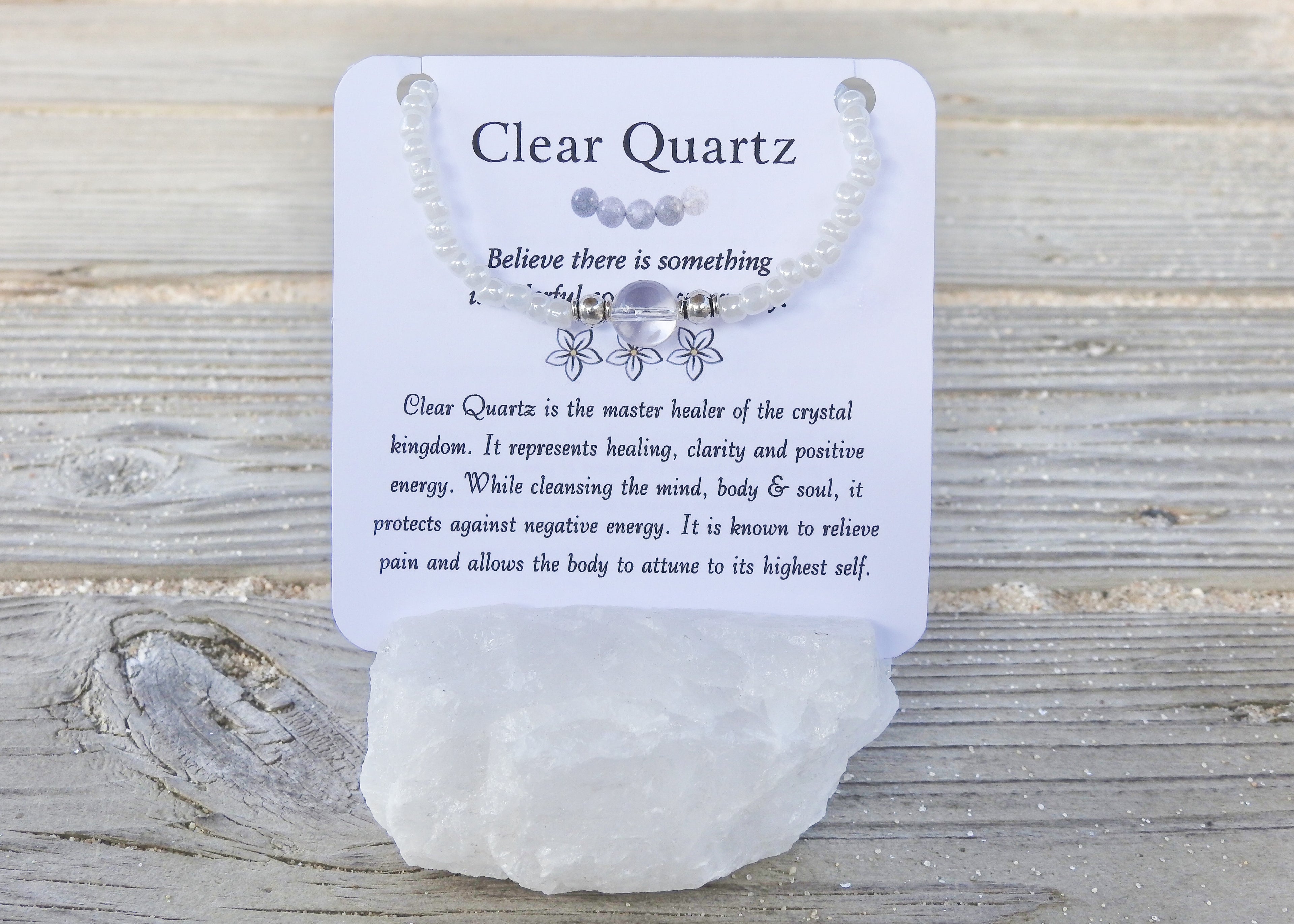 Clear Quartz Bracelet- For Mental Clarity & Whole Body Healing - Mindful Intentions