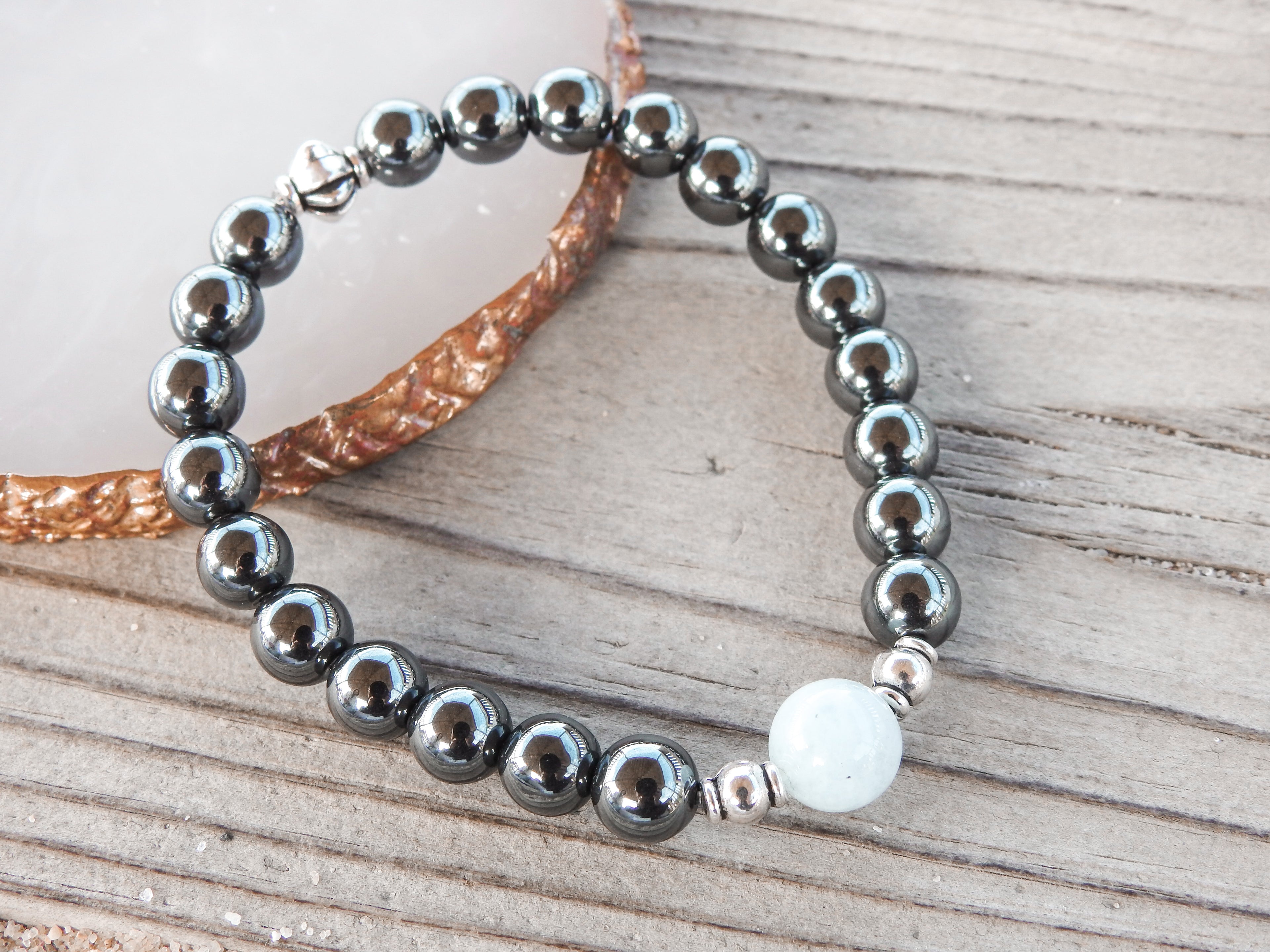 Aquamarine Men's Bracelet- For Positive Movement Forward - Mindful Intentions