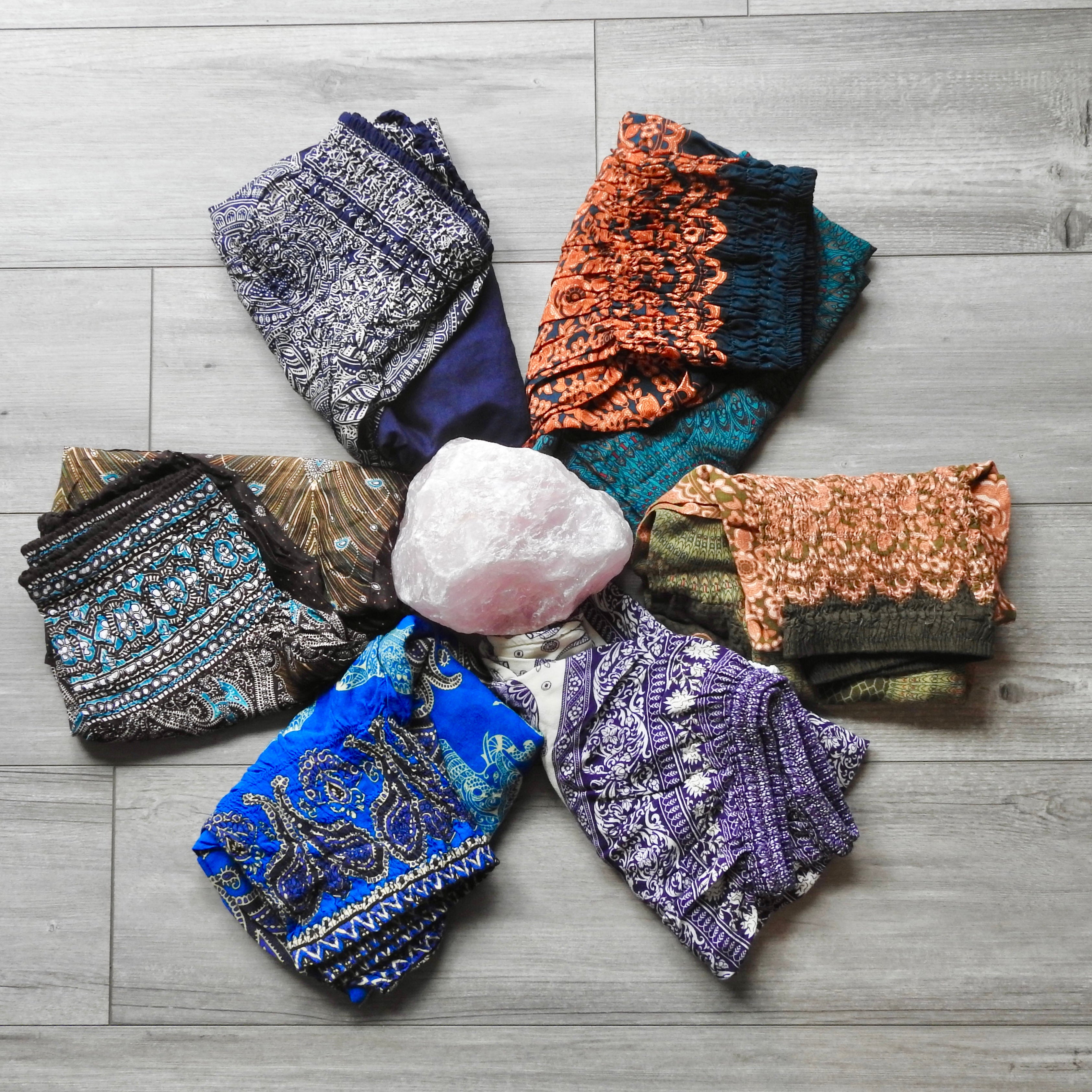 Orange and Teal Pants with Tribal Leaf Print - Mindful Intentions