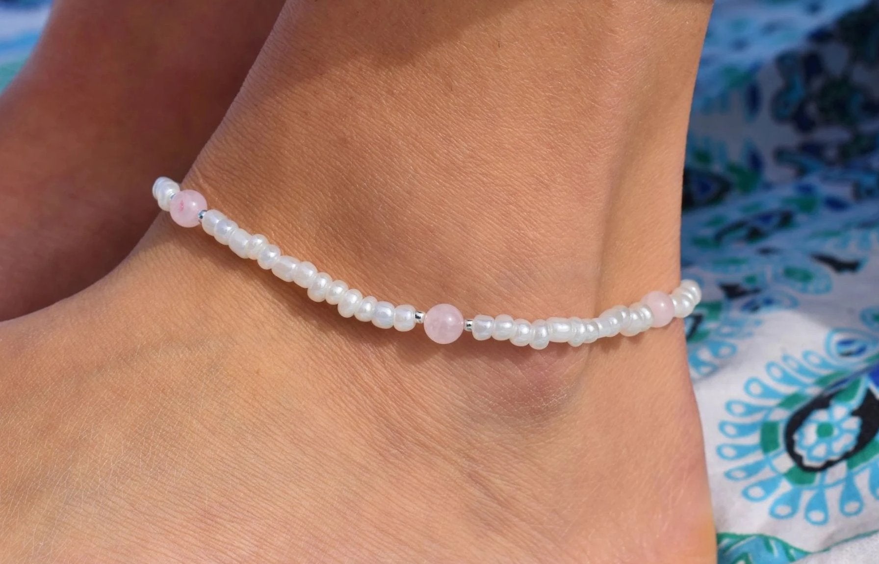 Self Love Anklet - Rose Quartz Beaded Anklet - Mindful Intentions