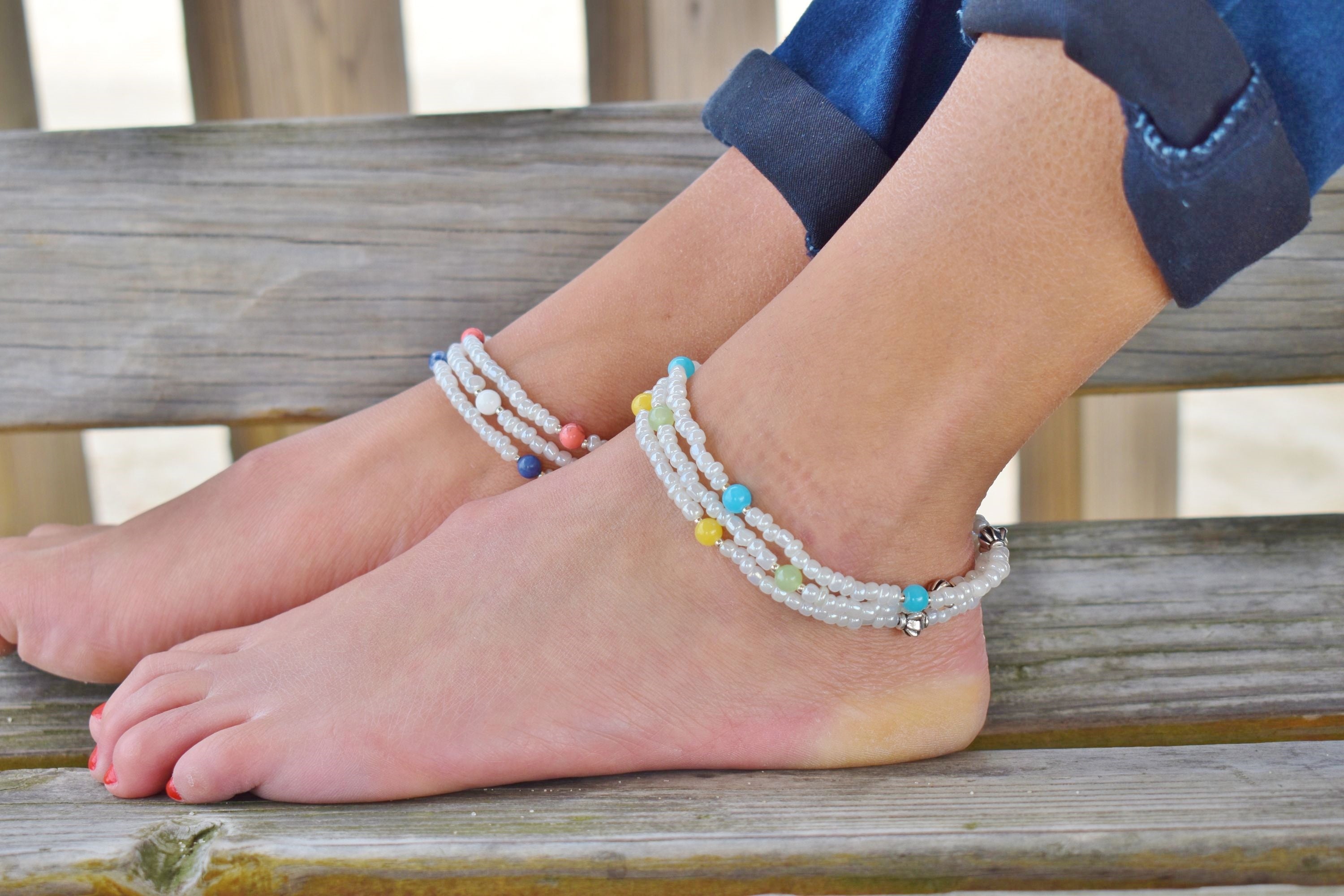 Tranquility Anklet - Sodalite Beaded Anklet - Mindful Intentions