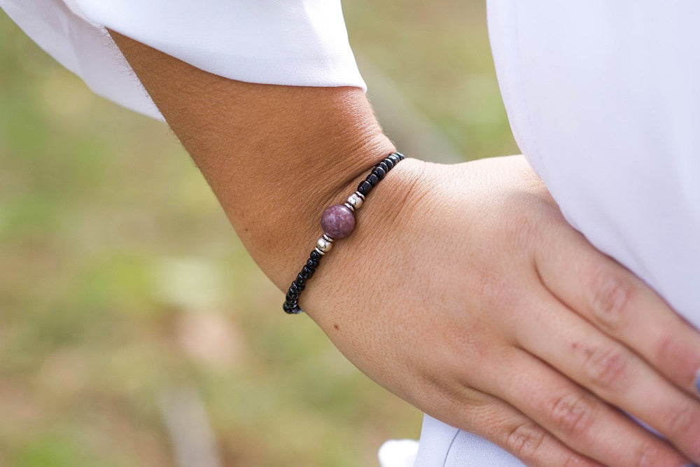 Lepidolite Bracelet- For Emotional Soothing During Change - Mindful Intentions
