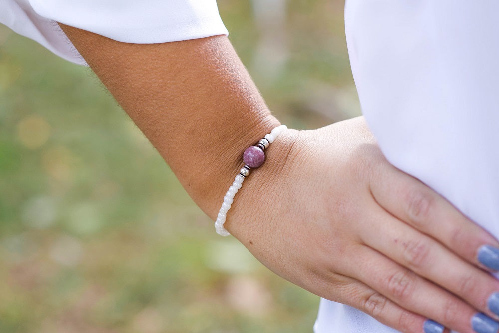 Lepidolite Bracelet- For Emotional Soothing During Change - Mindful Intentions