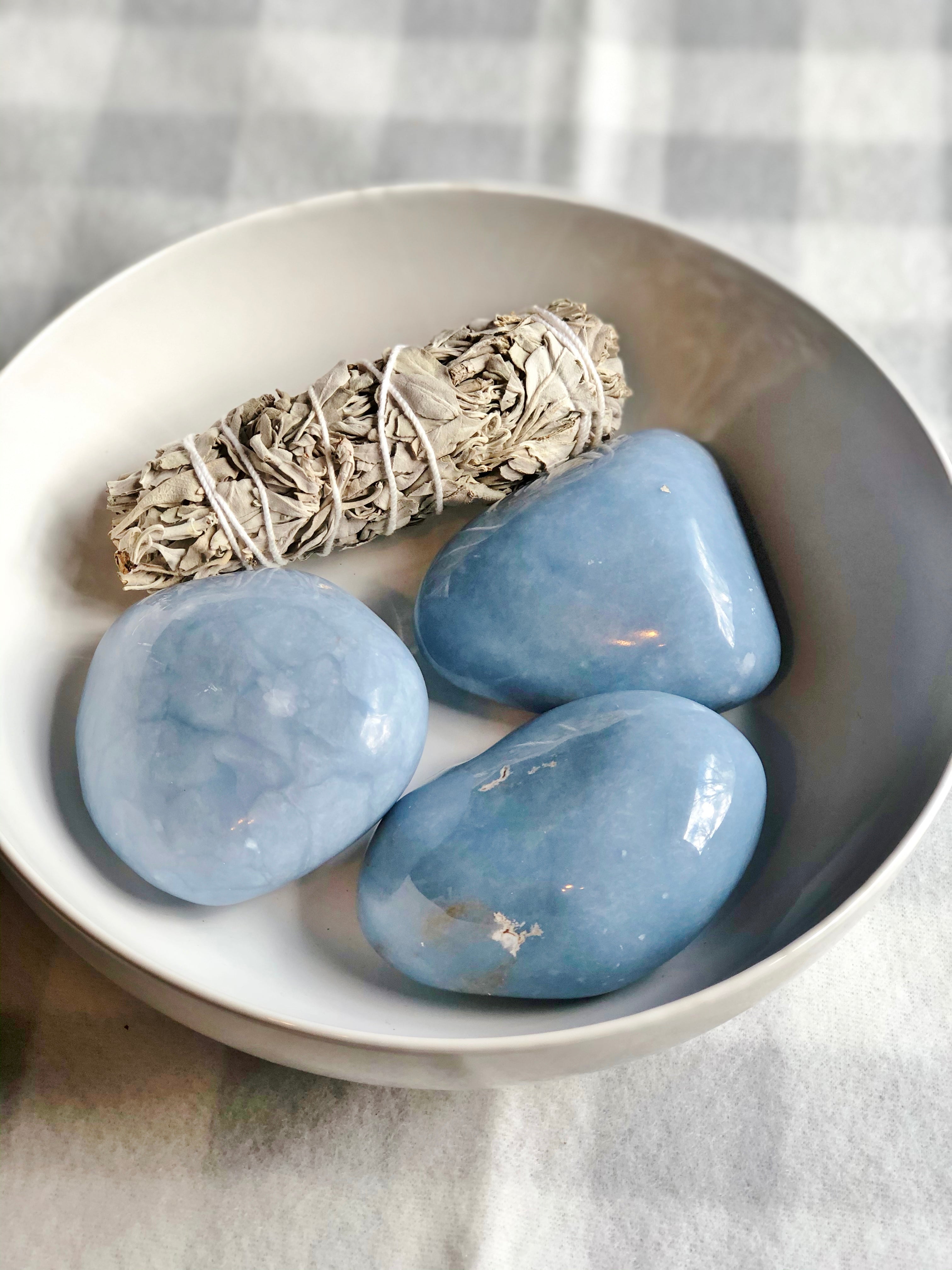Angelite Palm Stone for Divine Guidance - Mindful Intentions