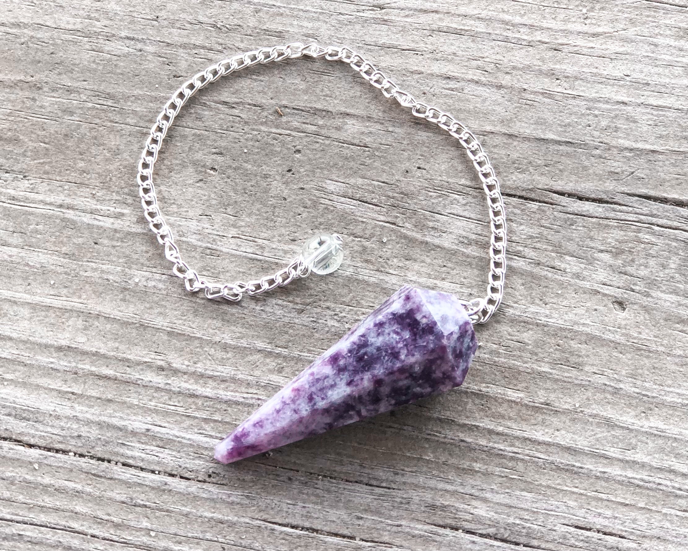 Lepidolite Pendulum with Dowsing Board & Instructions - Mindful Intentions