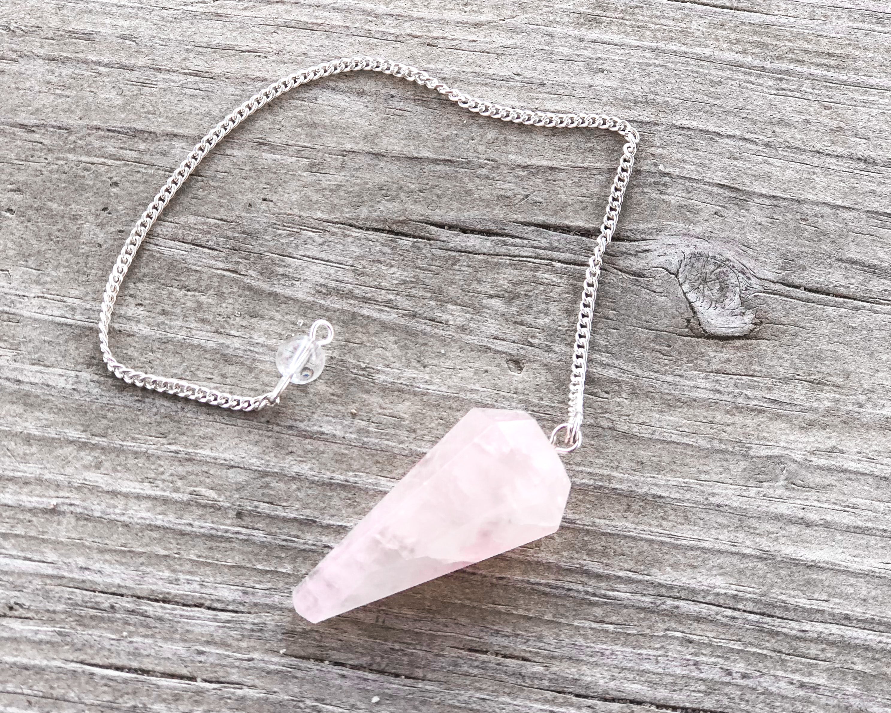 Rose Quartz Pendulum with Dowsing Board & Instructions - Mindful Intentions