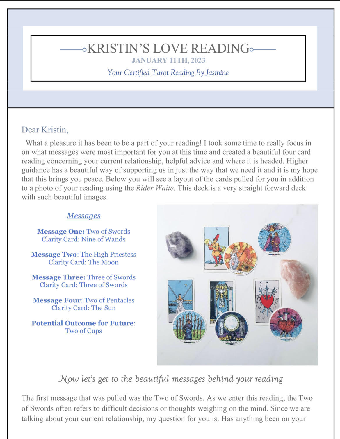 Empath Tarot Reading- Emailed Tarot Reading For Empaths - Mindful Intentions