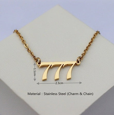 777 Angel Number Necklace- Angel Number for Personal Growth & Development - Mindful Intentions