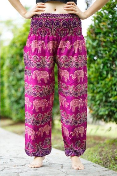 Fuchsia Boho Pants with Elephant Print - Mindful Intentions