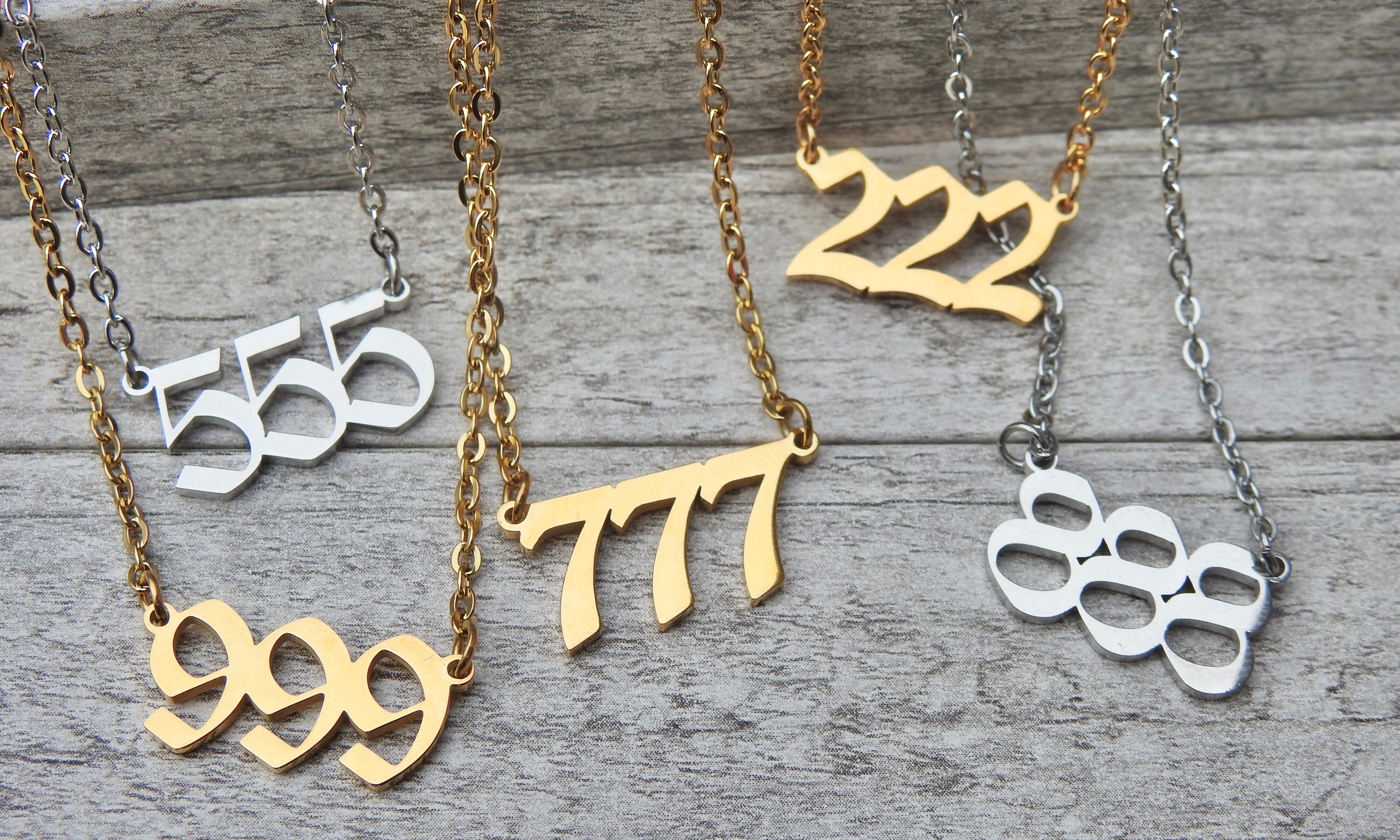 777 Angel Number Necklace- Angel Number for Personal Growth & Development - Mindful Intentions