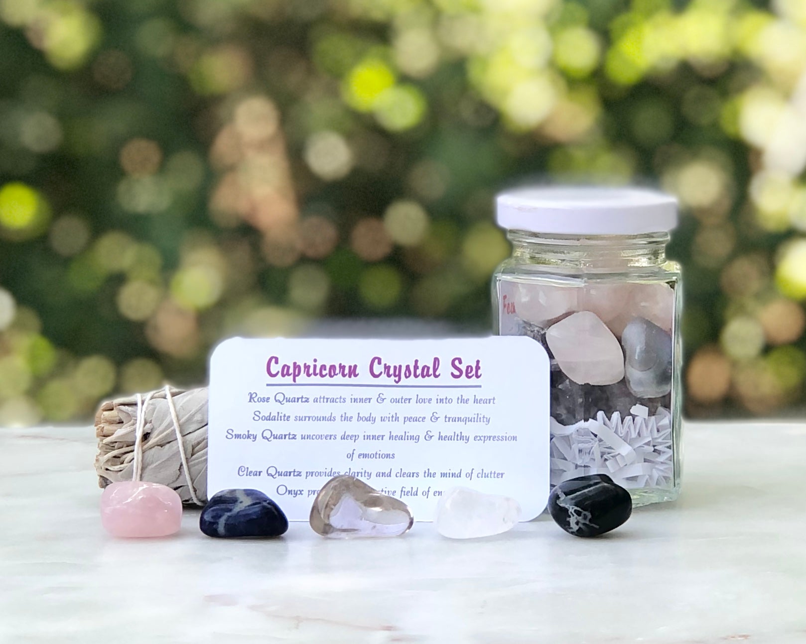 Capricorn Zodiac Crystal Jar Set - Mindful Intentions