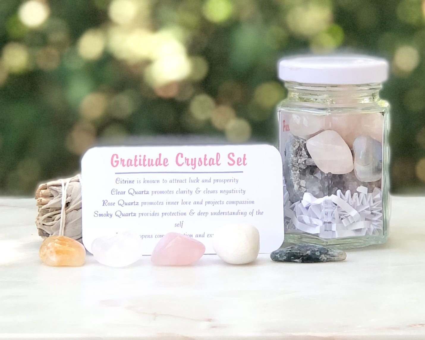 Gratitude Crystal Jar Set - Mindful Intentions