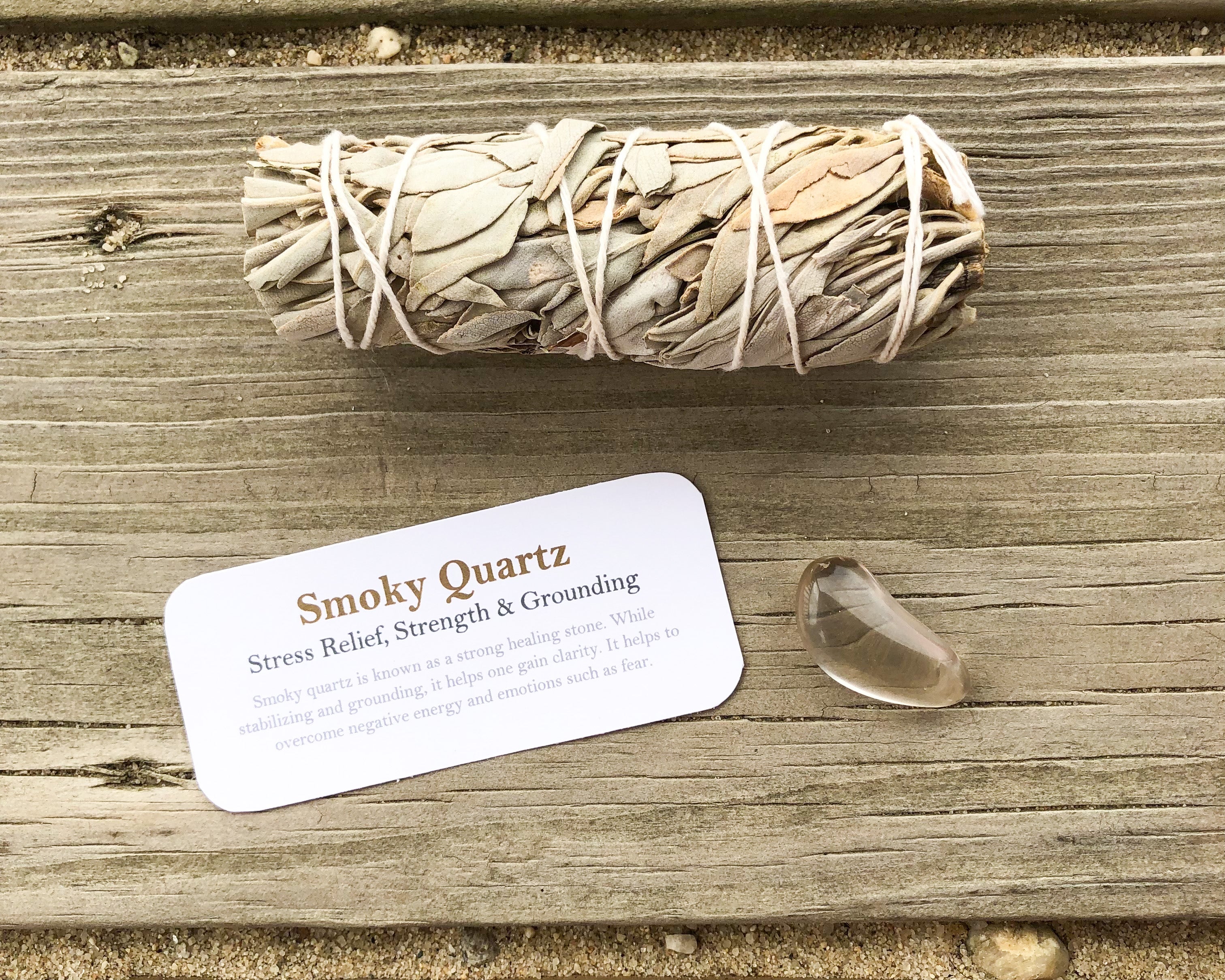 Smoky Quartz Extra Quality Dark Tumbled Stone with Card- Stone of Stress Relief, Grounding and Deep Inner Healing - Mindful Intentions