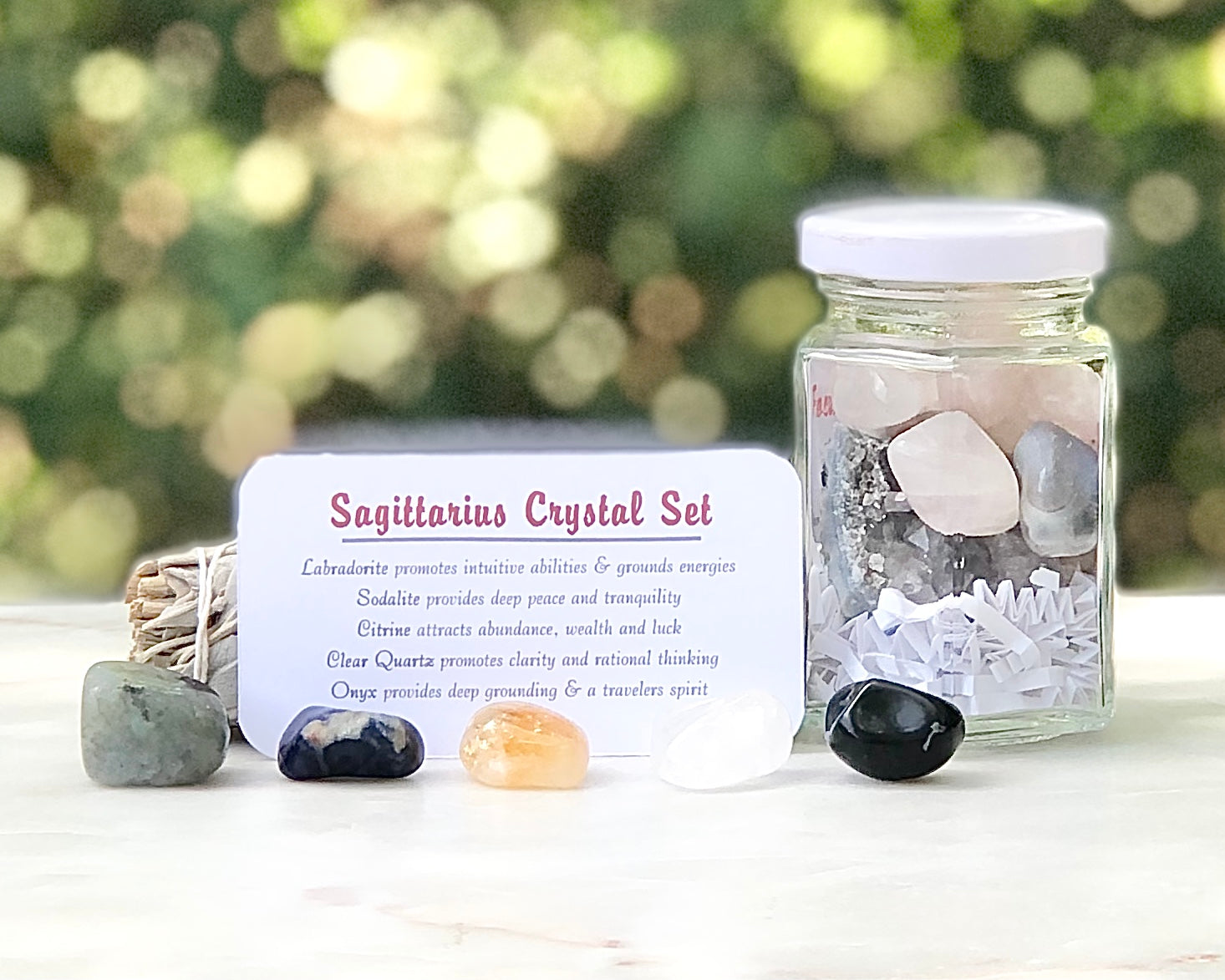 Sagittarius Zodiac Crystal Jar Set - Mindful Intentions