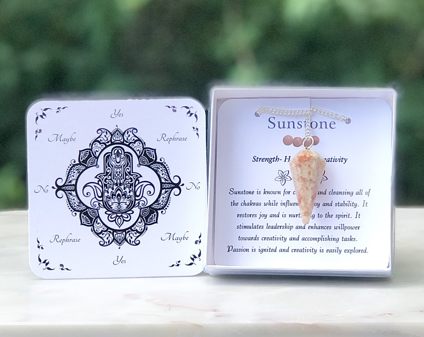 Sunstone Pendulum with Dowsing Board & Instructions - Mindful Intentions