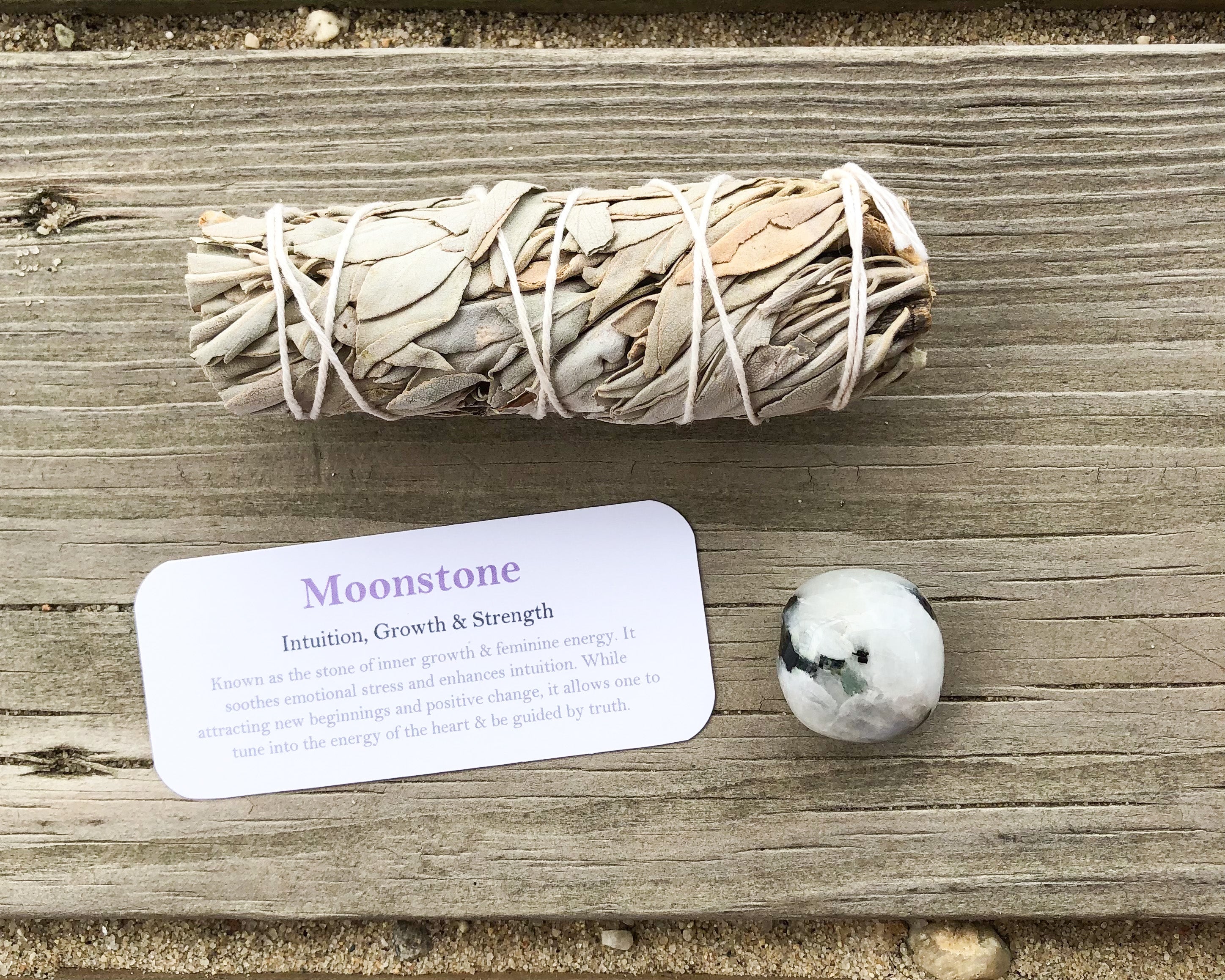 Rainbow Moonstone Tumbled Stones with Card- The Stone of Intuition and New Beginnings - Mindful Intentions