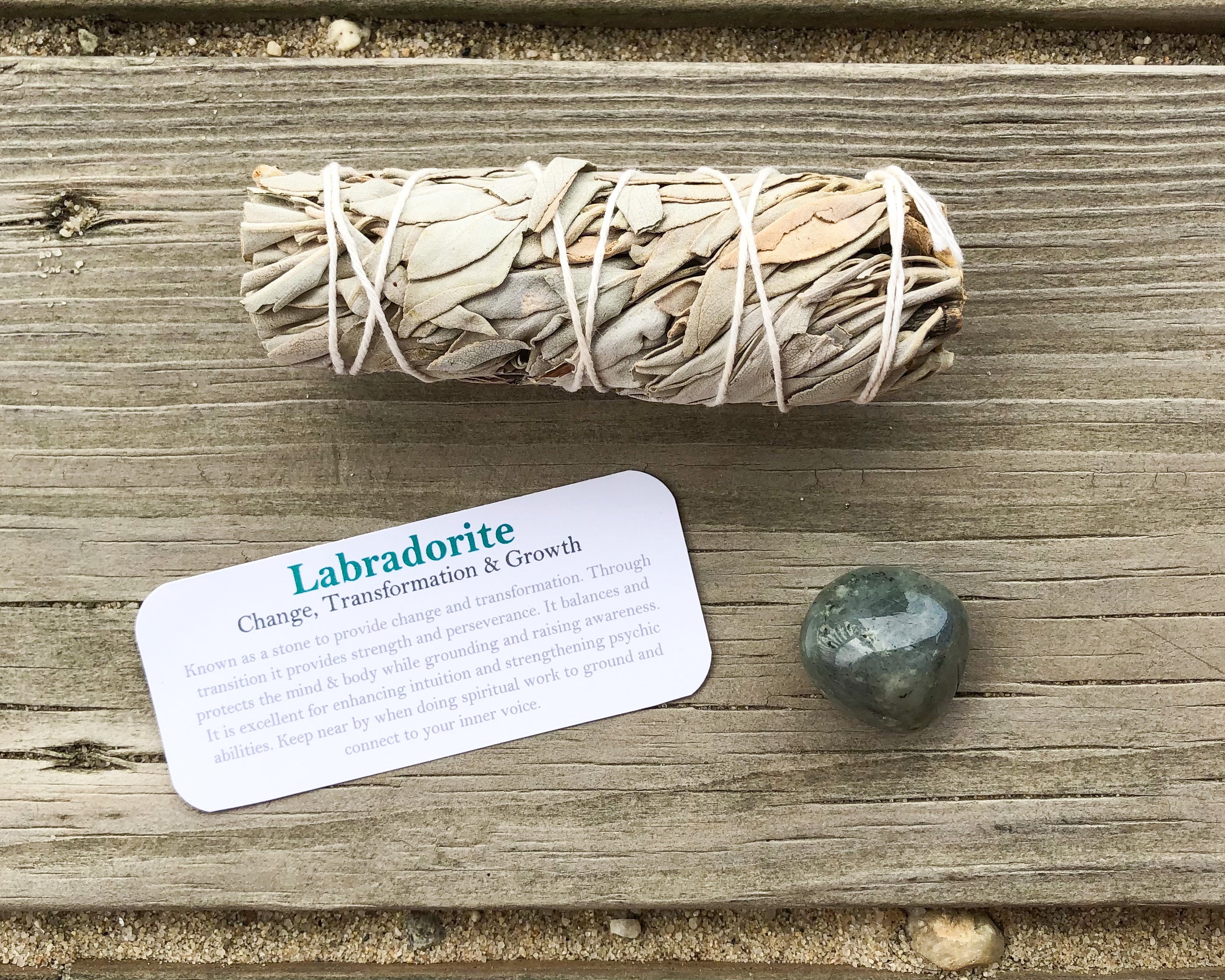 Labradorite Tumbled Stones with Card- Stone of Change and Transformation - Mindful Intentions