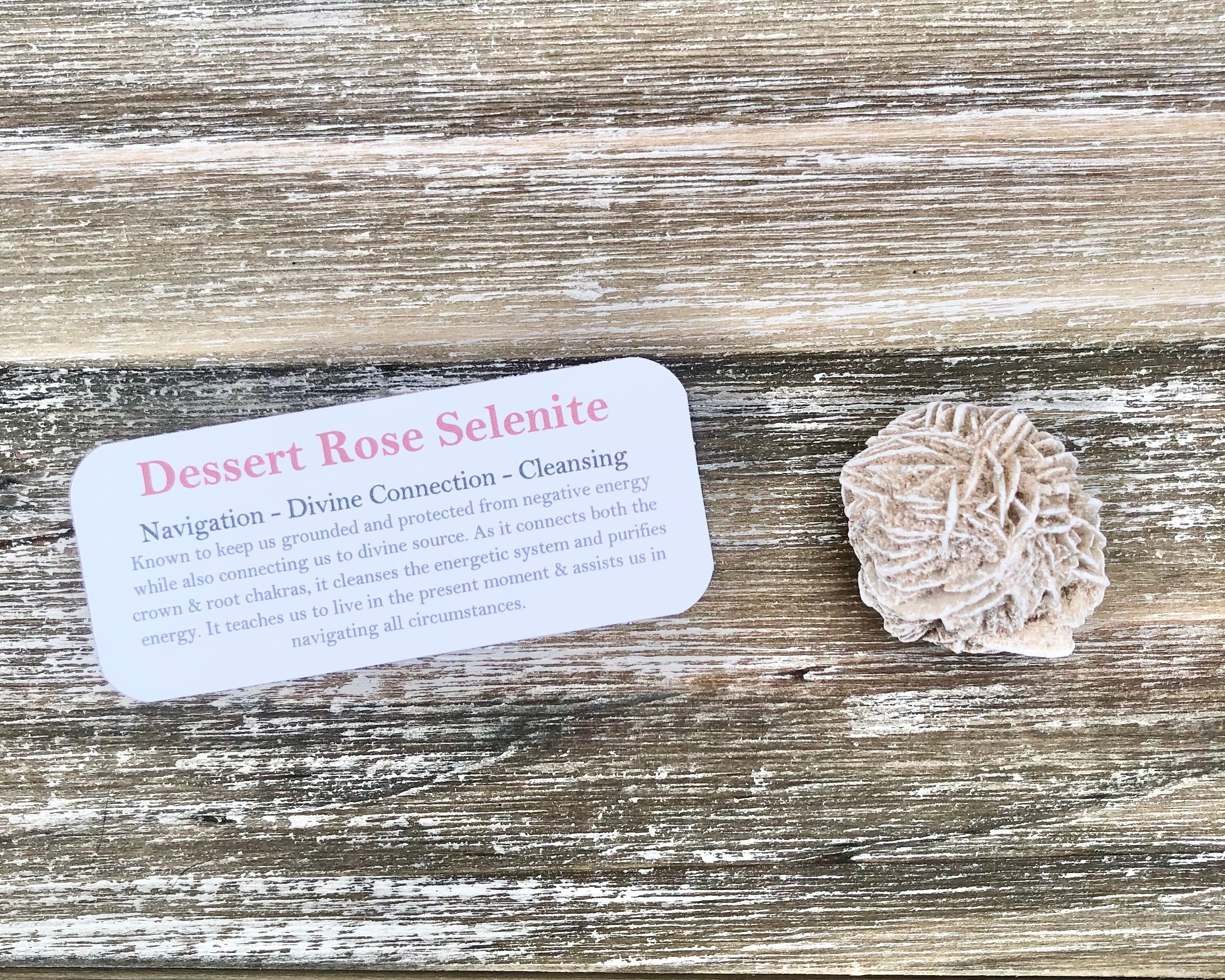 Dessert Rose Selenite with Card- The Navigation Stone - Mindful Intentions