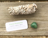 Green Aventurine Tumbled Stones with Card- Stone of Prosperity, Confidence & Balance - Mindful Intentions