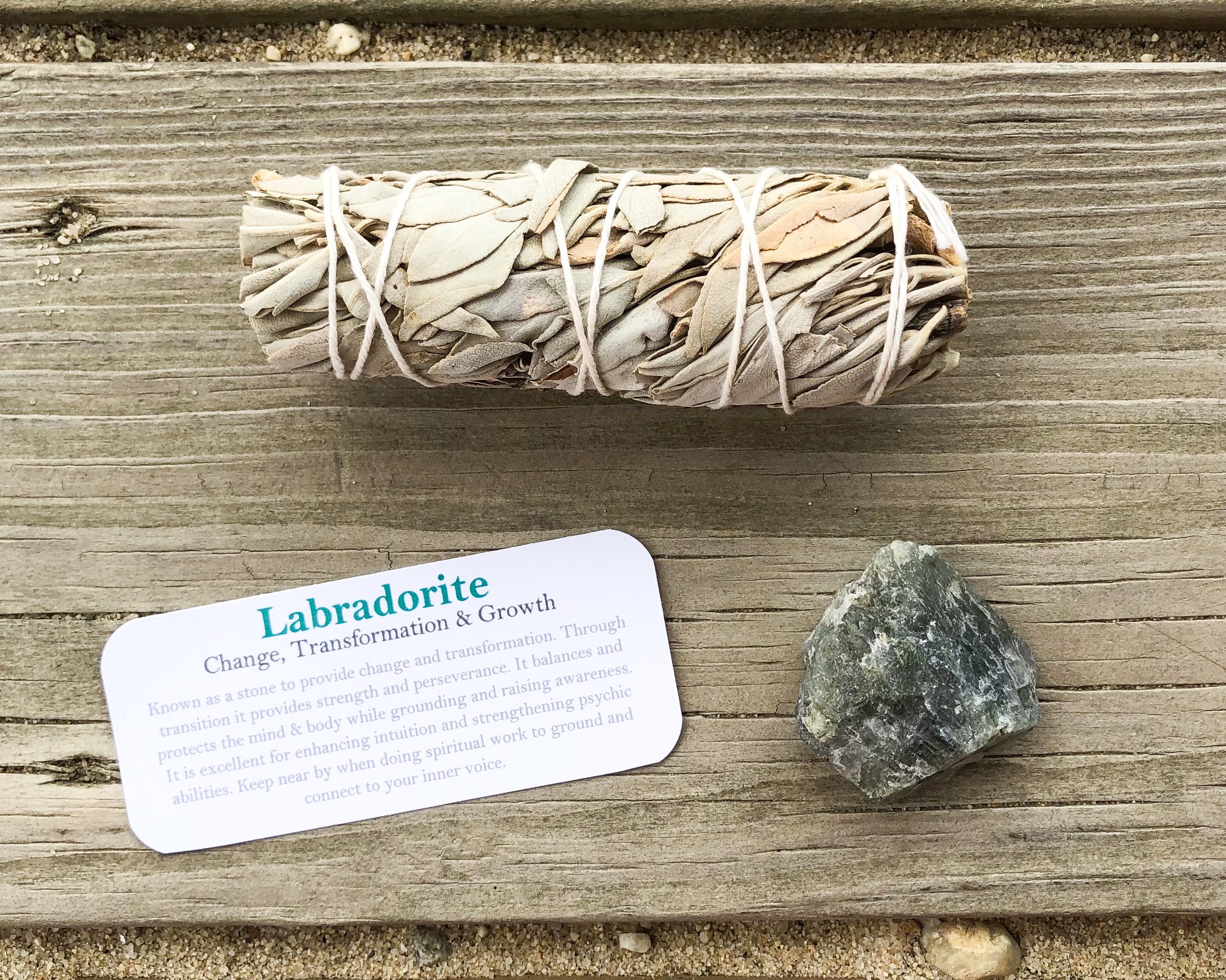 Labradorite Raw Stones with Card - Stone of Change and Transformation - Mindful Intentions