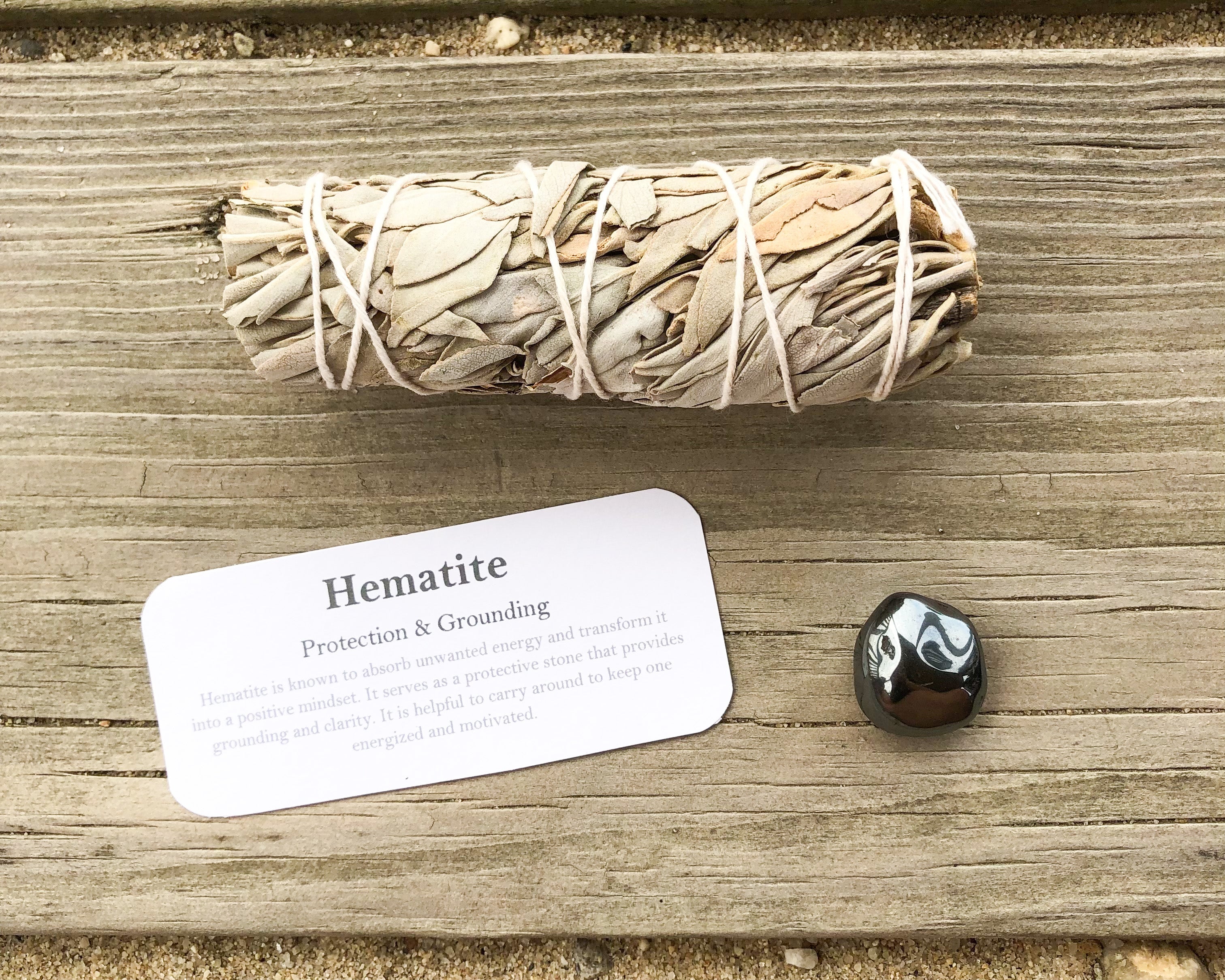Hematite Tumbled Stones with Card- Stone of Protection and Grounding - Mindful Intentions