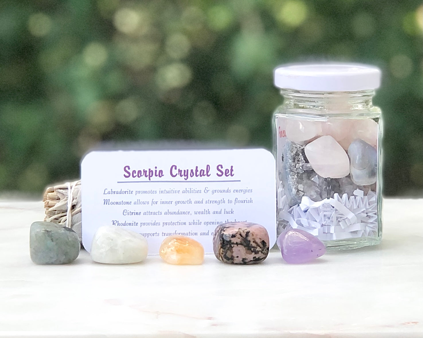 Scorpio Zodiac Crystal Jar Set - Mindful Intentions