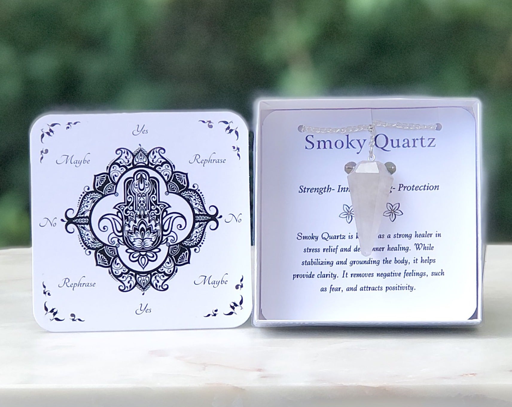 Smoky Quartz Pendulum with Dowsing Board & Instructions - Mindful Intentions