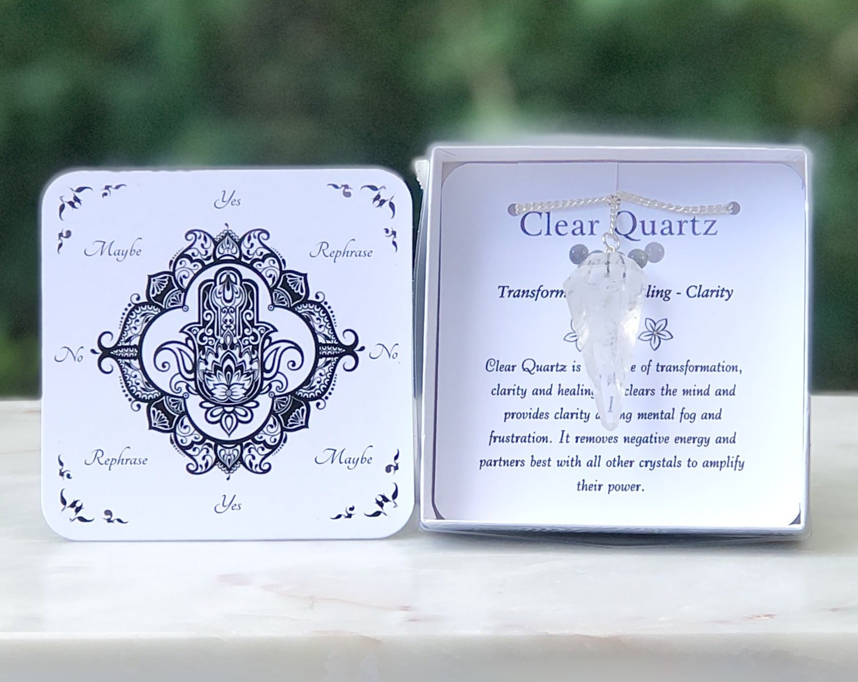 Quartz Pendulum with Dowsing Board & Instructions - Mindful Intentions